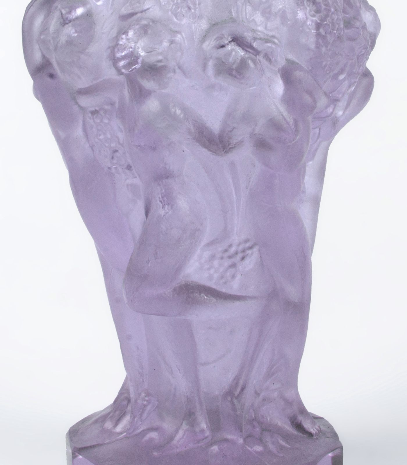 Art Déco Czech Translucent Pinkish Art Glass Small Vase Decorated With Nude Figures From The 'Ingrid' Collection By Curt Schlevogt photo vintage