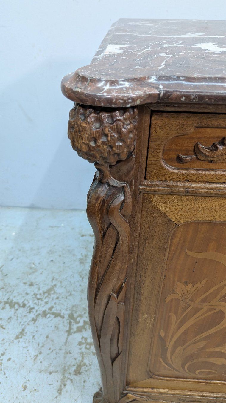 Superb High Art Nouveau Sideboard From 1900, Inlaid And Carved photo 3097.0