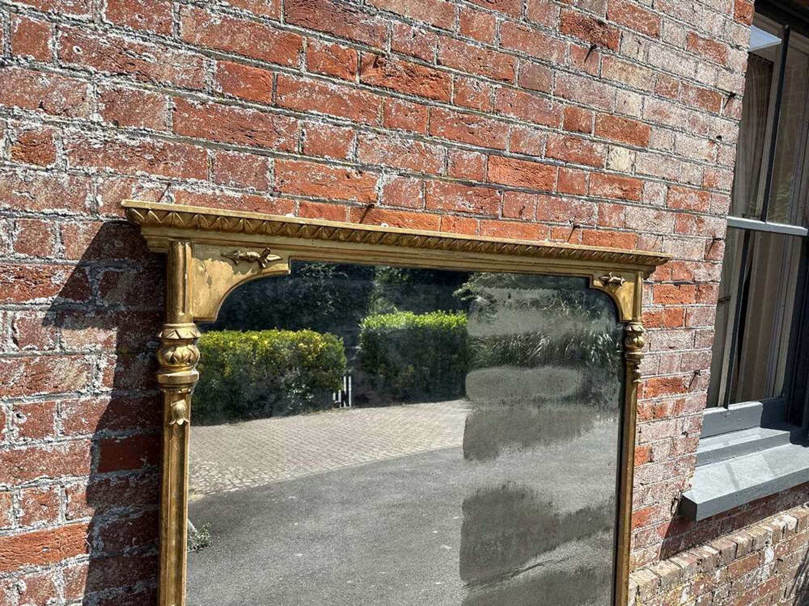 A Superb Large Antique English 19th C Carved Wood & Gesso Gilt Overmantle Mirror. photo vinterior