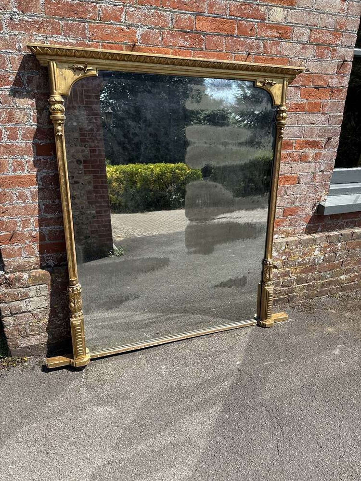A Superb Large Antique English 19th C Carved Wood & Gesso Gilt Overmantle Mirror. photo buy