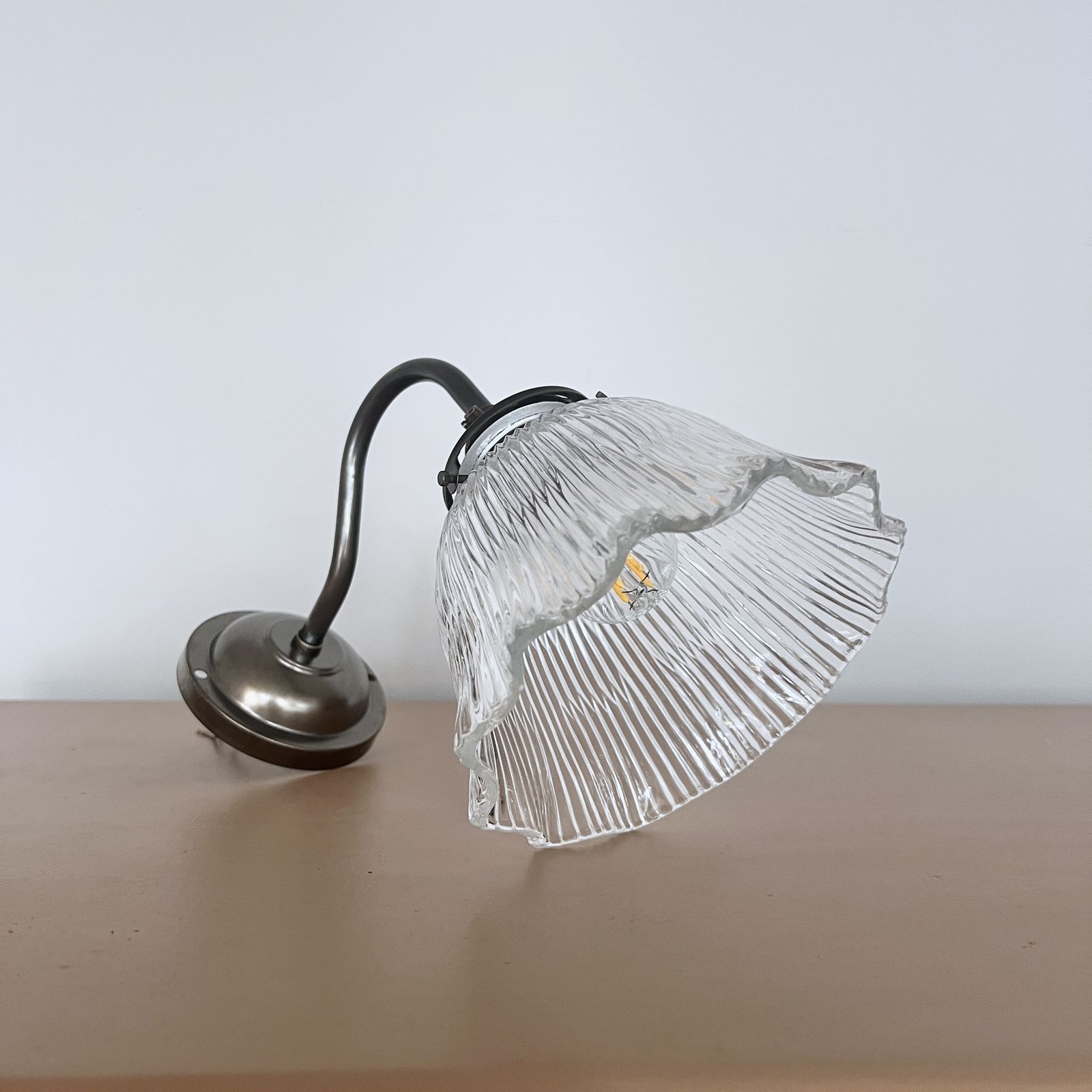 Frilled Holophane Glass Wall Light photo furniture