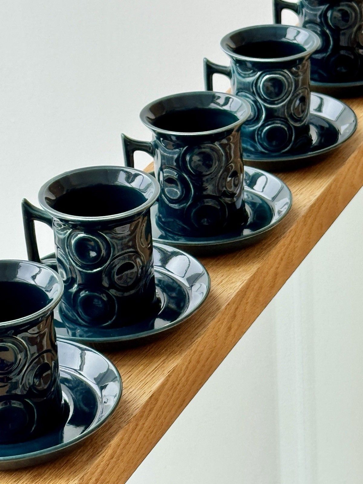 6 1960s Portmeirion Blue Jupiter Coffee Cups & Saucers By Susan Williams Ellis photo furniture