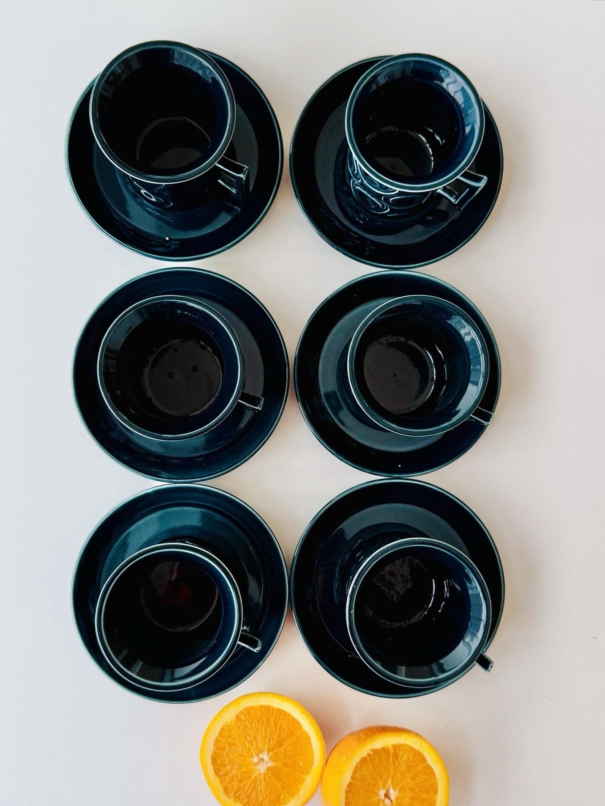 6 1960s Portmeirion Blue Jupiter Coffee Cups & Saucers By Susan Williams Ellis photo vinterior