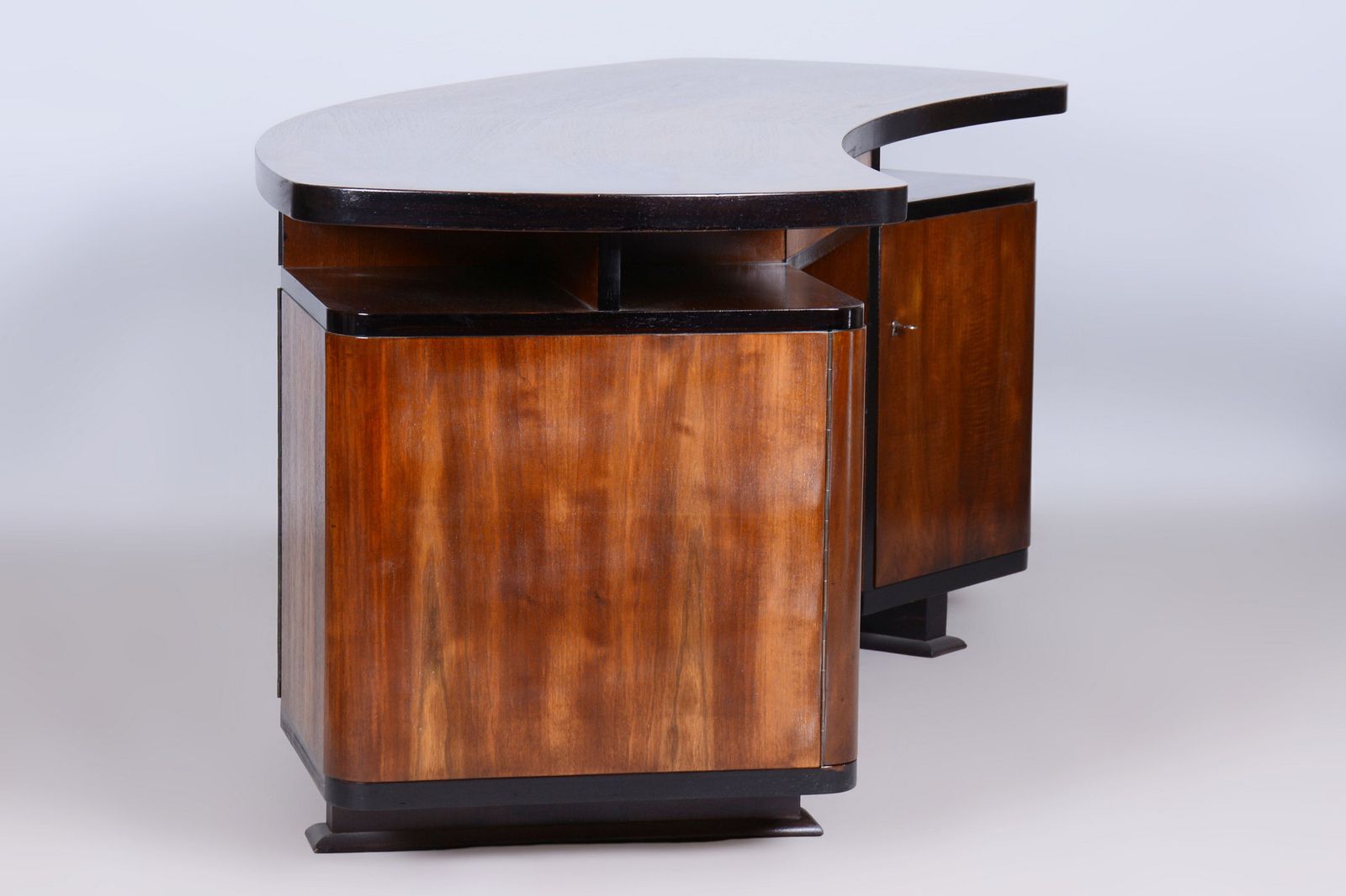 Restored Art Deco Writing Desk, By J. Divíšek, Repolished, Walnut, Czech, 1930s photo 4050.0