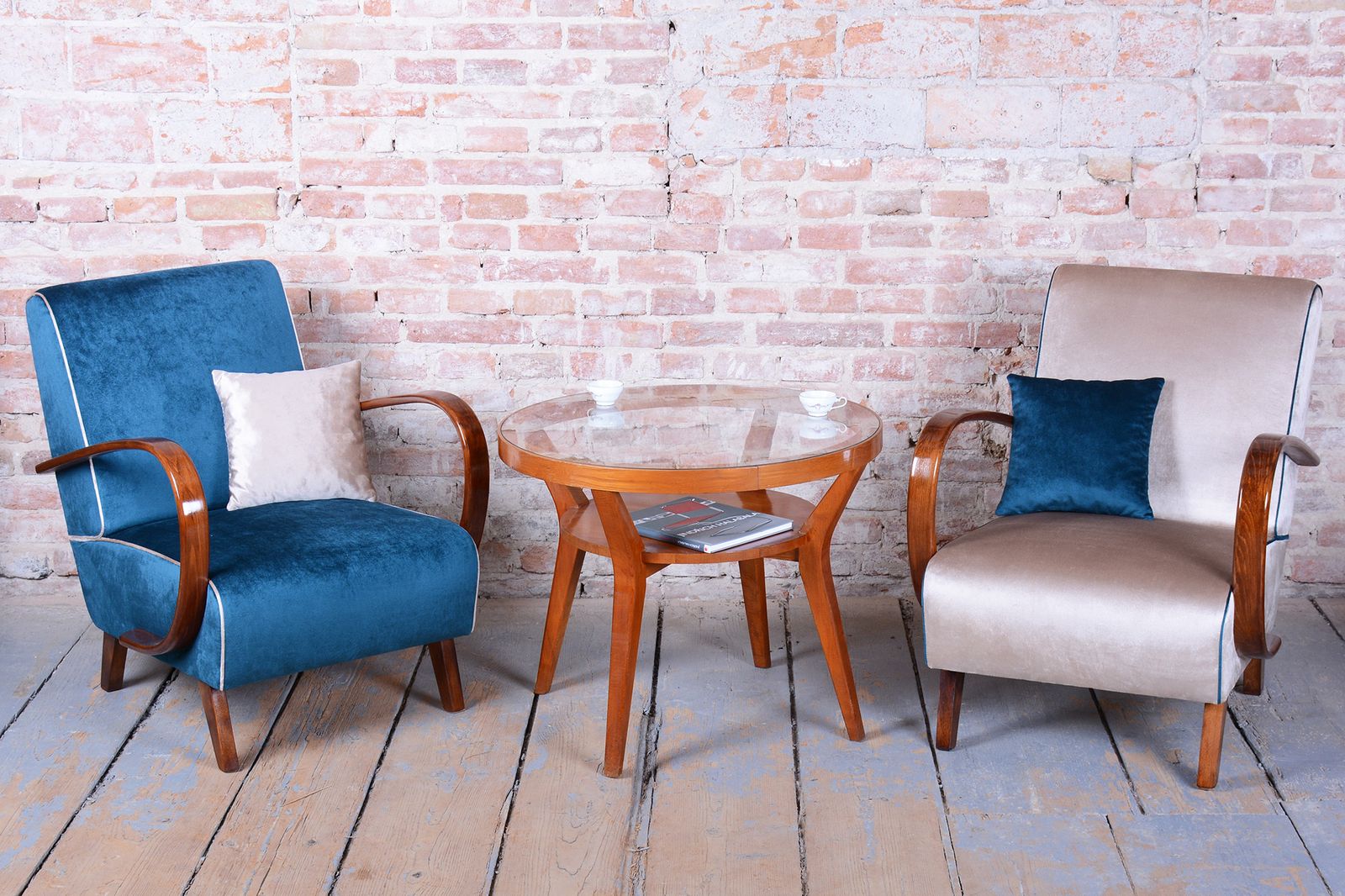 Pair Of Restored Art Deco Armchairs, By J. Halabala, Up Závody, Czech, 1940s photo buy