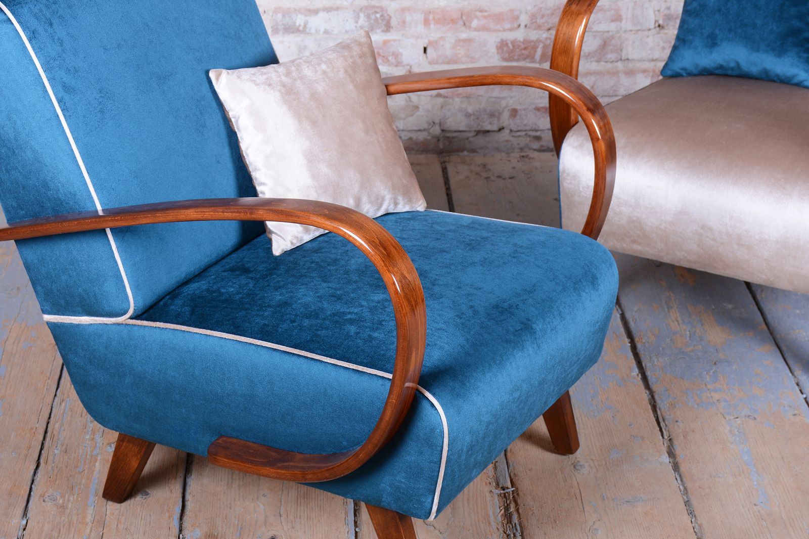 Furniture Pair Of Restored Art Deco Armchairs, By J. Halabala, Up Závody, Czech, 1940s photo