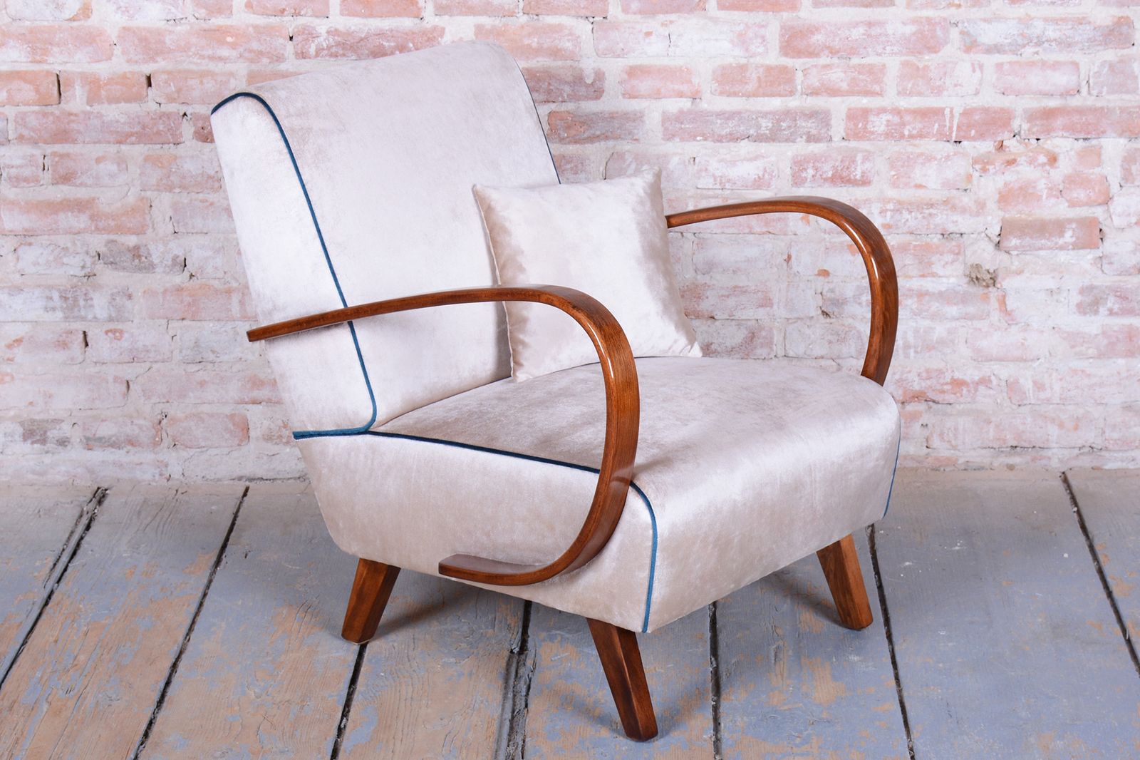 Furniture Restored Art Deco Armchair, By J. Halabala, Up Závody, Model C, Czech, 1940s photo