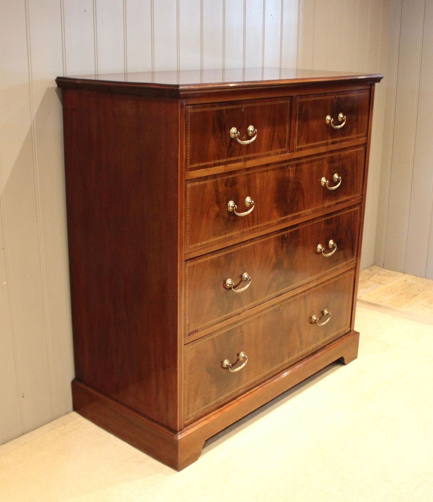 Substantial Edwardian Mahogany Chest Of Drawers photo vintage