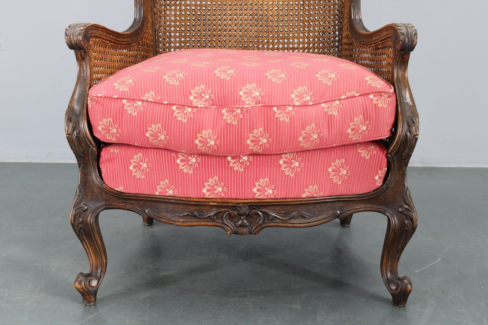 Antique Carved Wing Chair With Cane Sides , Czechoslovakia photo vinterior