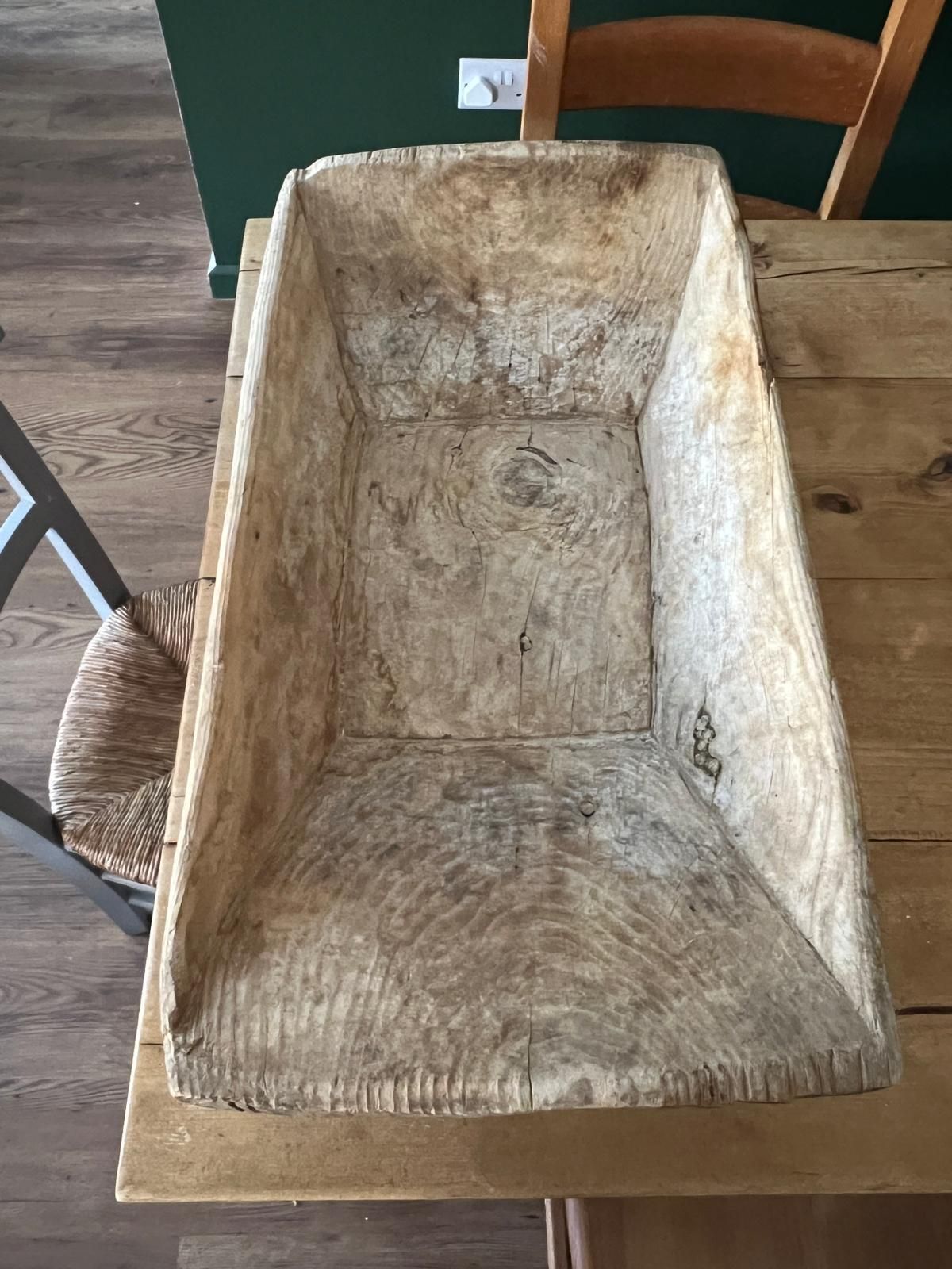 Vintage Large Hand Carved Wooden Dough Bowl / Baking Trough