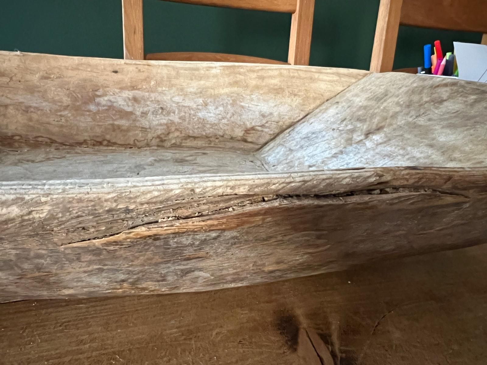 Vintage Large Hand Carved Wooden Dough Bowl / Baking Trough photo furniture