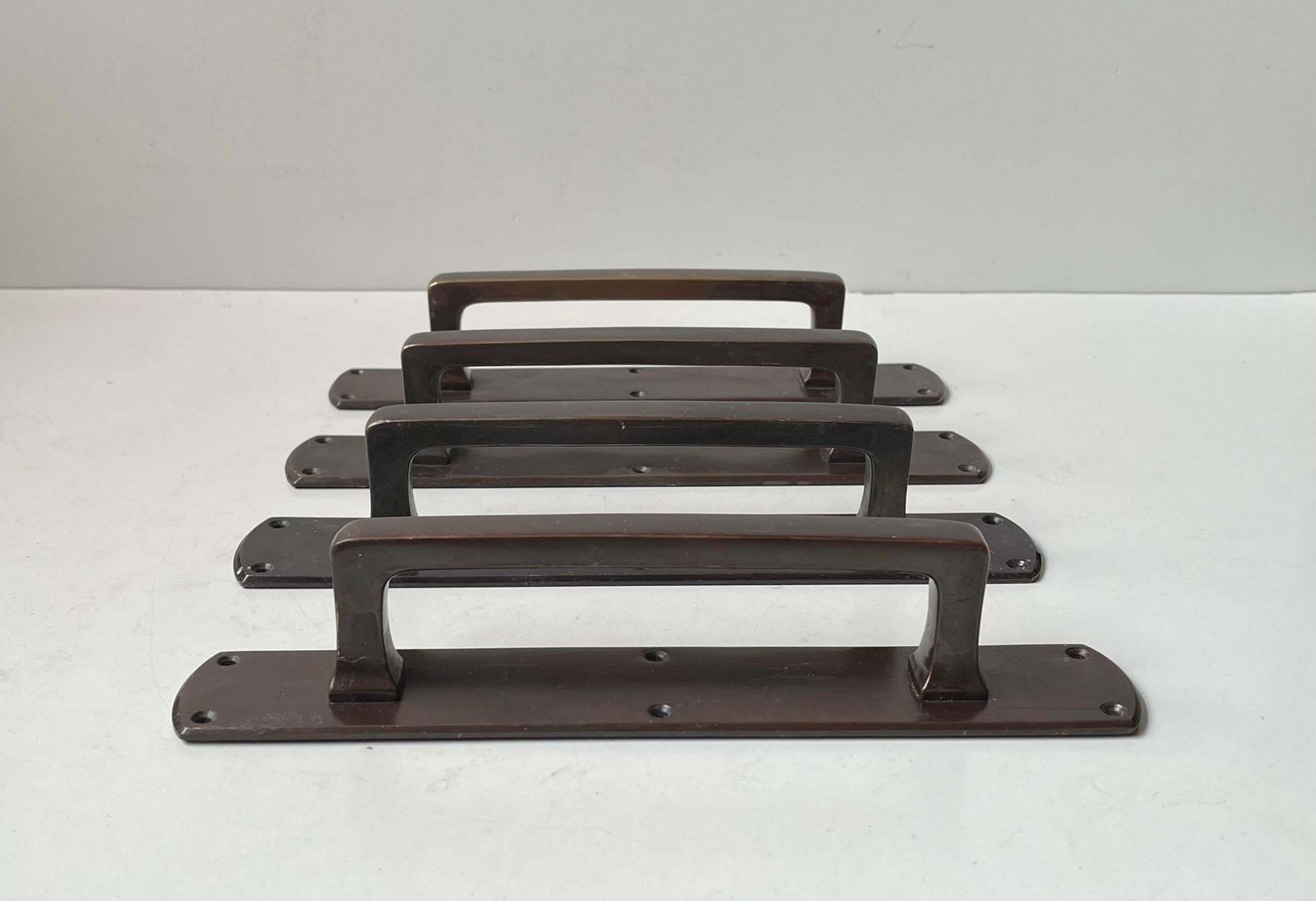 Bauhaus Style Bank Door Or Gate Handles In Bronze, 1930s, Set Of 4 photo vinterior