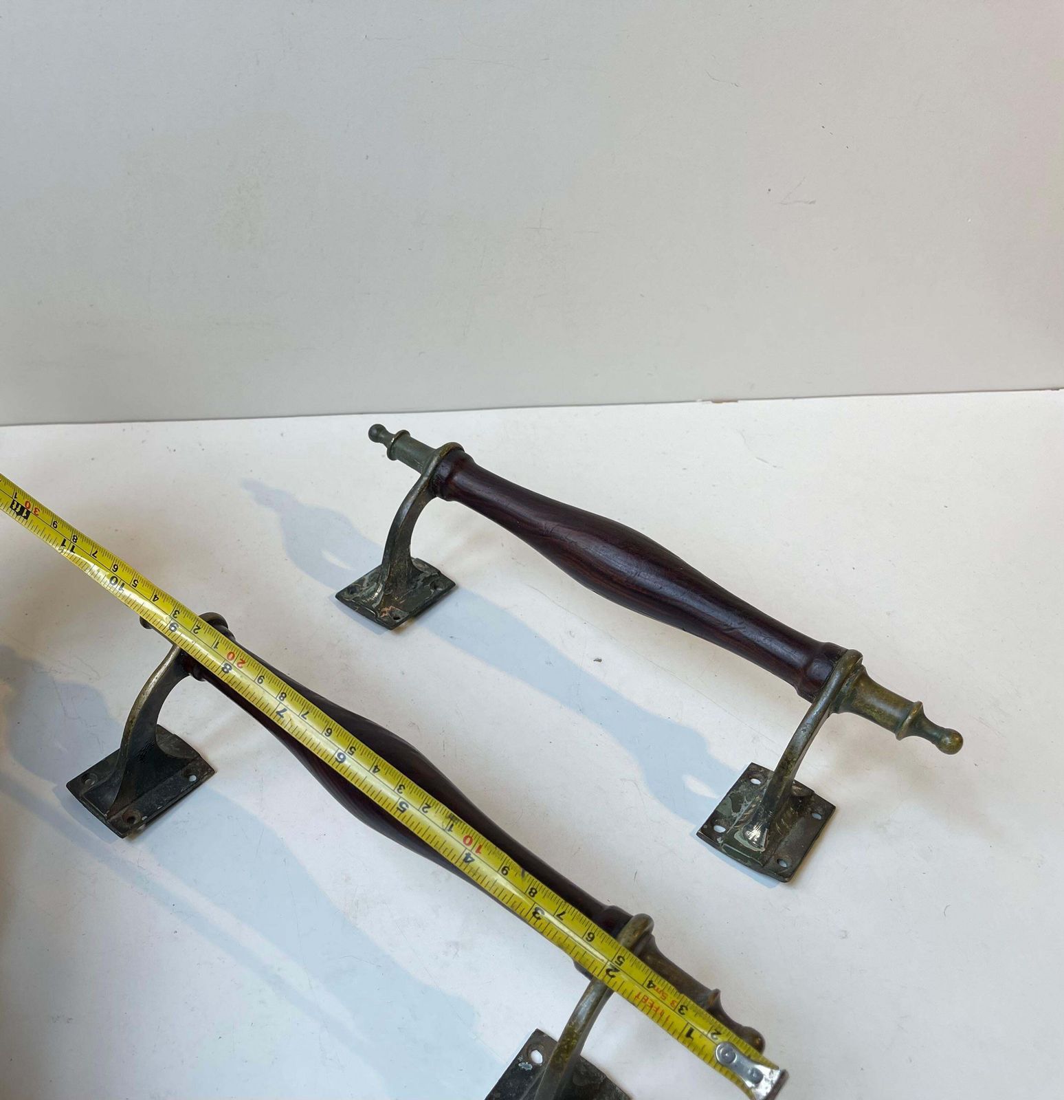 Antique Victorian Saloon Door Handles In Brass, Bronze & Hardwood photo buy