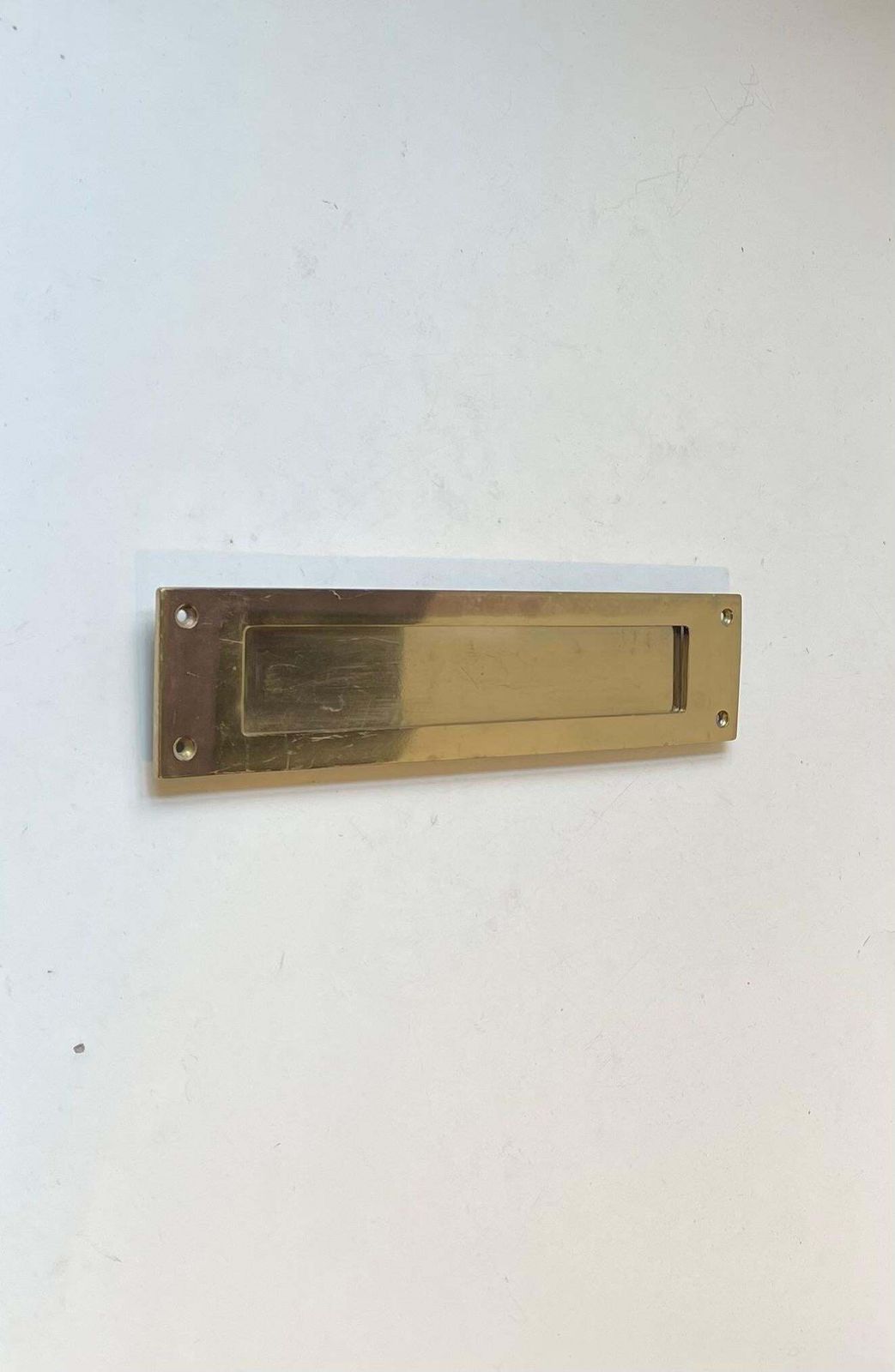 Midcentury Swedish Wide Brass Door Letter Slot   Plate By Gamleby Norden photo vinterior