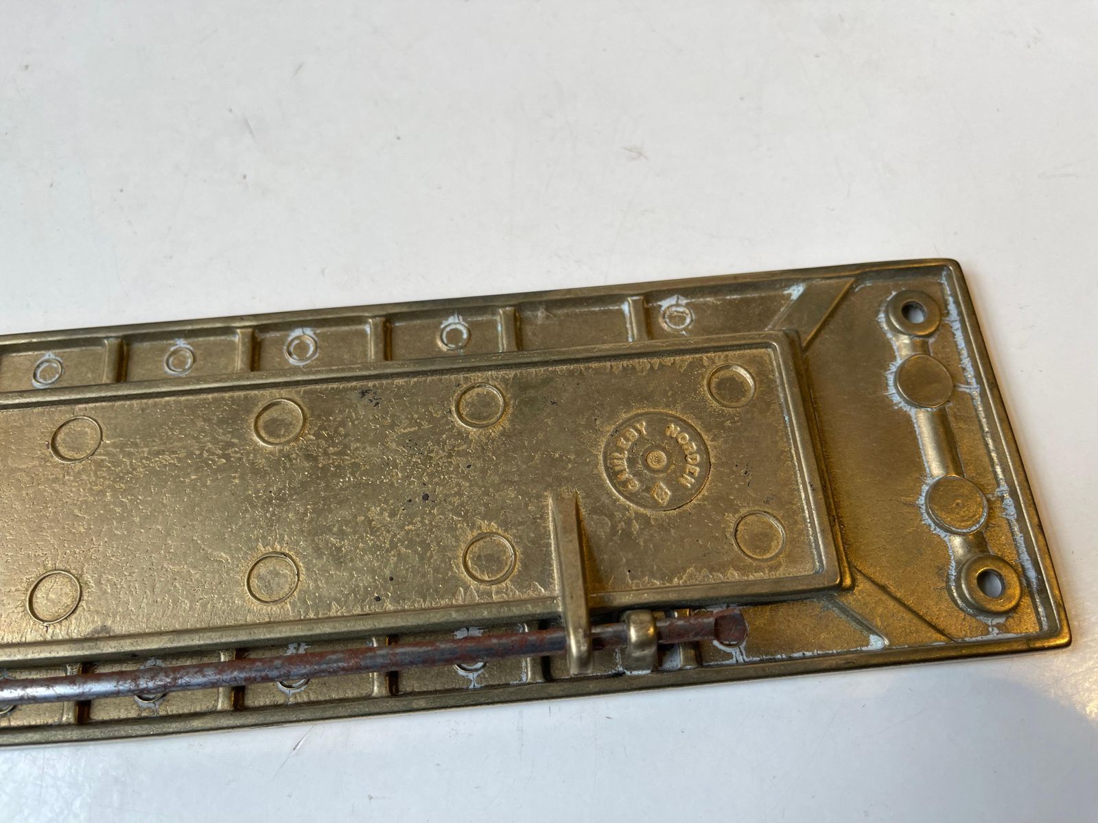 Midcentury Swedish Wide Brass Door Letter Slot   Plate By Gamleby Norden photo vintage