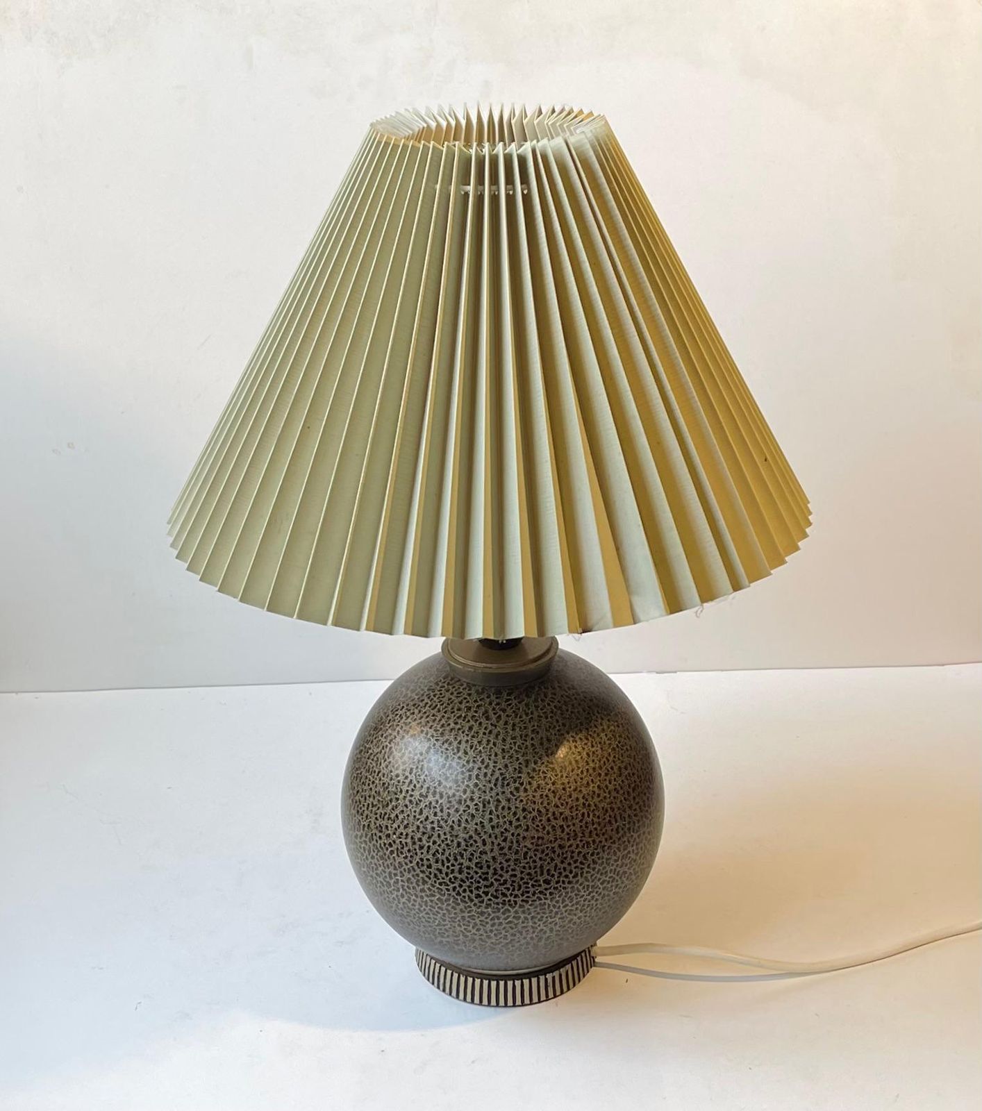 photo for sale French 1920s Table Lamp In The Style Jean Besnard, Black   Gold Craquelé