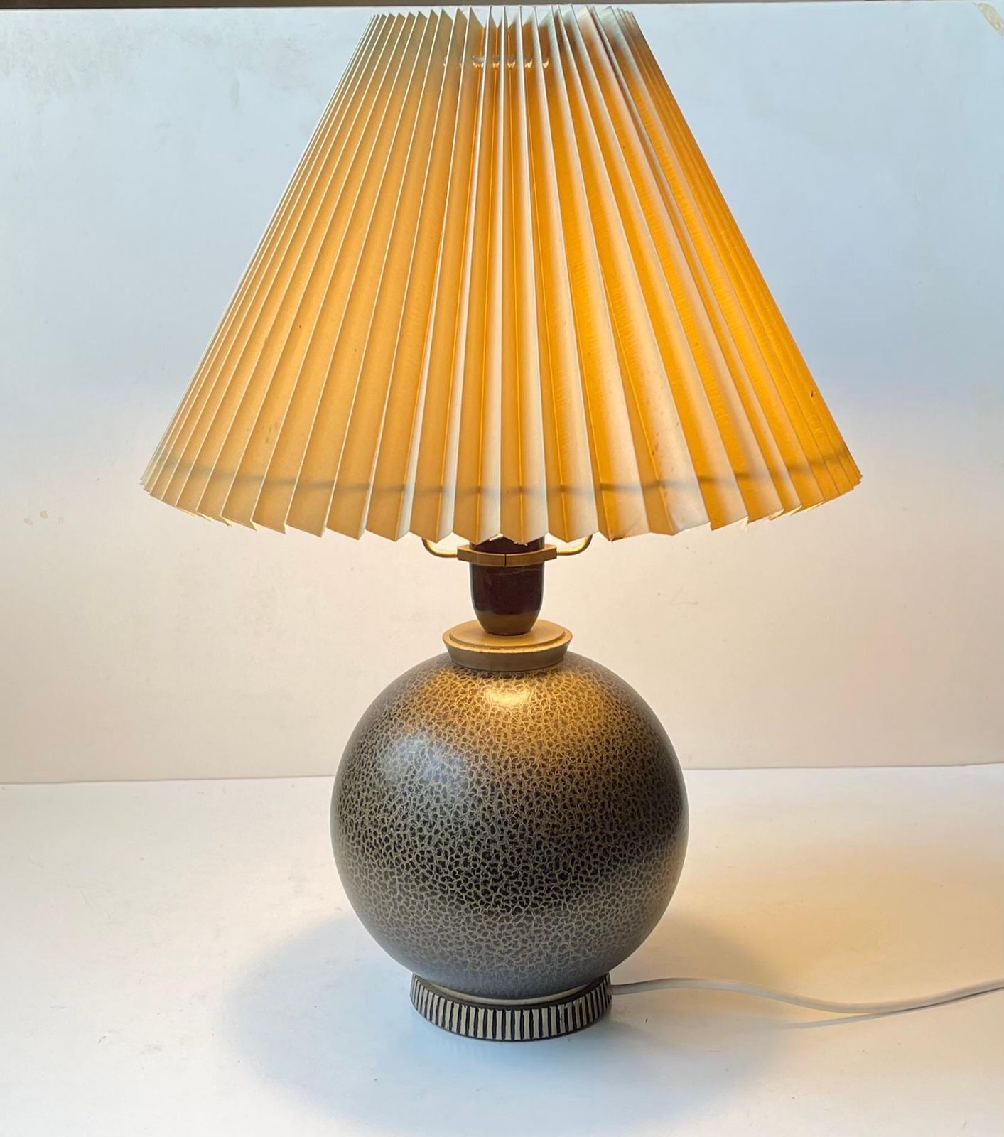 Lighting French 1920s Table Lamp In The Style Jean Besnard, Black   Gold Craquelé photo
