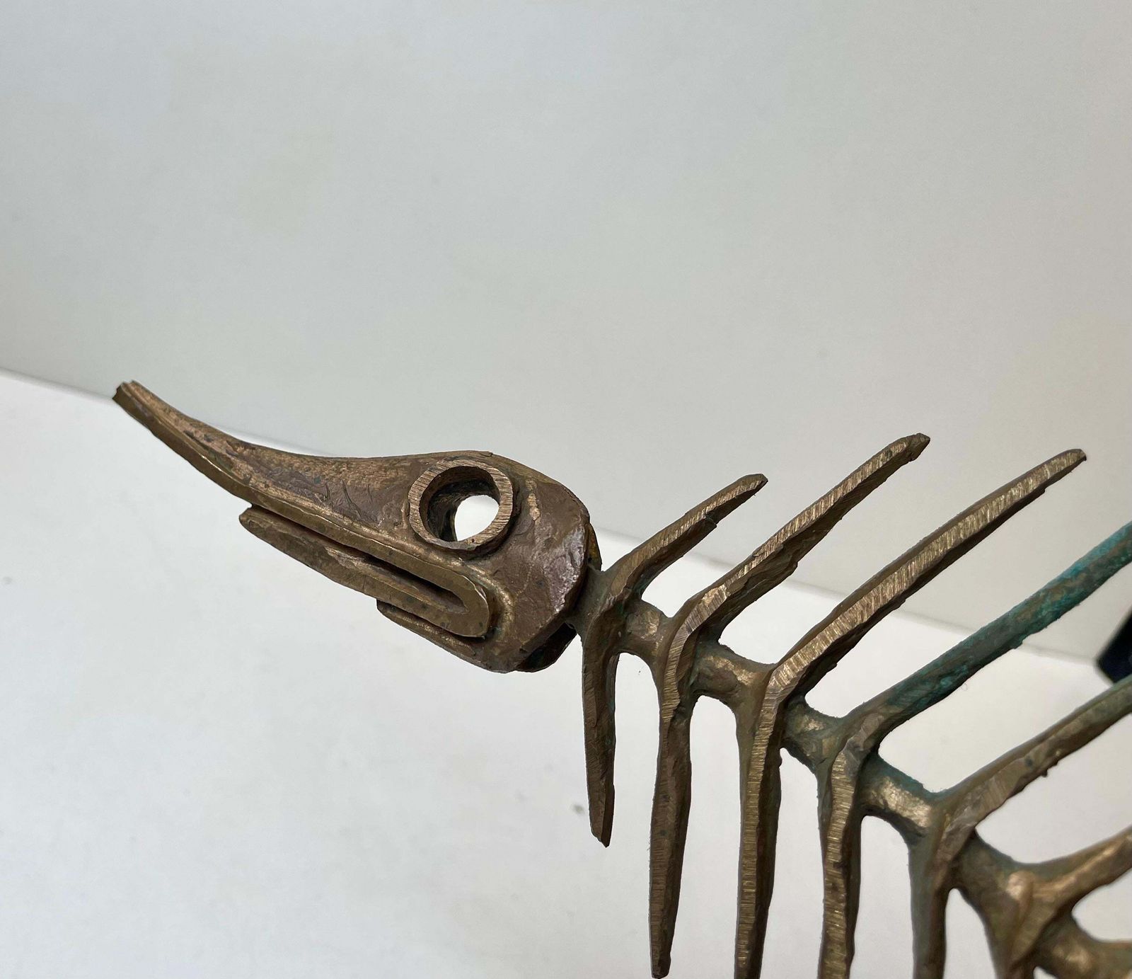 photo buy Danish Artist Peder E. Madsen Brutalist Primeval Sword Fish Skeleton In Bronze