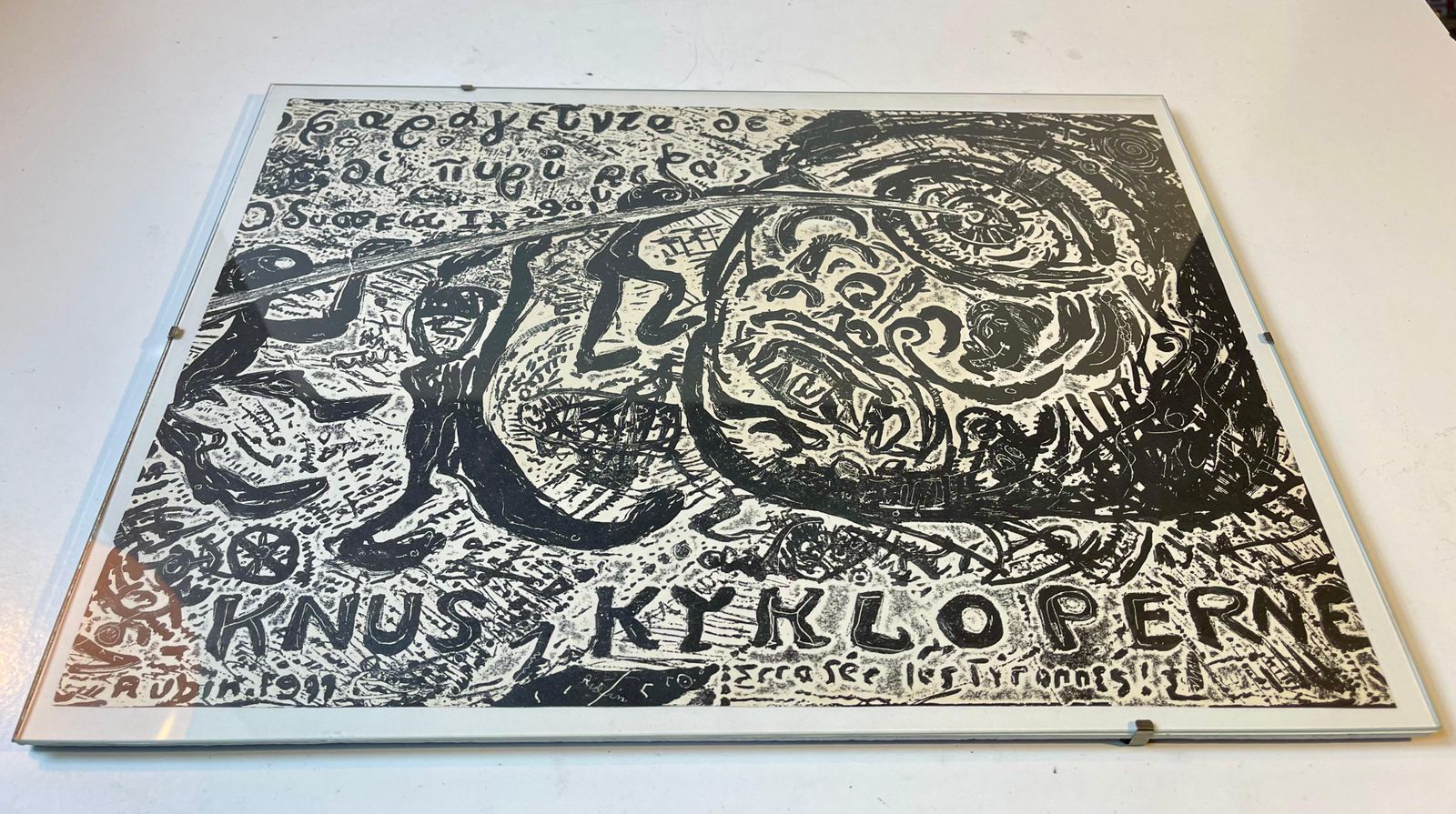 Frank Rubin Zinc Lithograph 'Destroy The Cyclops', Denmark, 1977 photo furniture