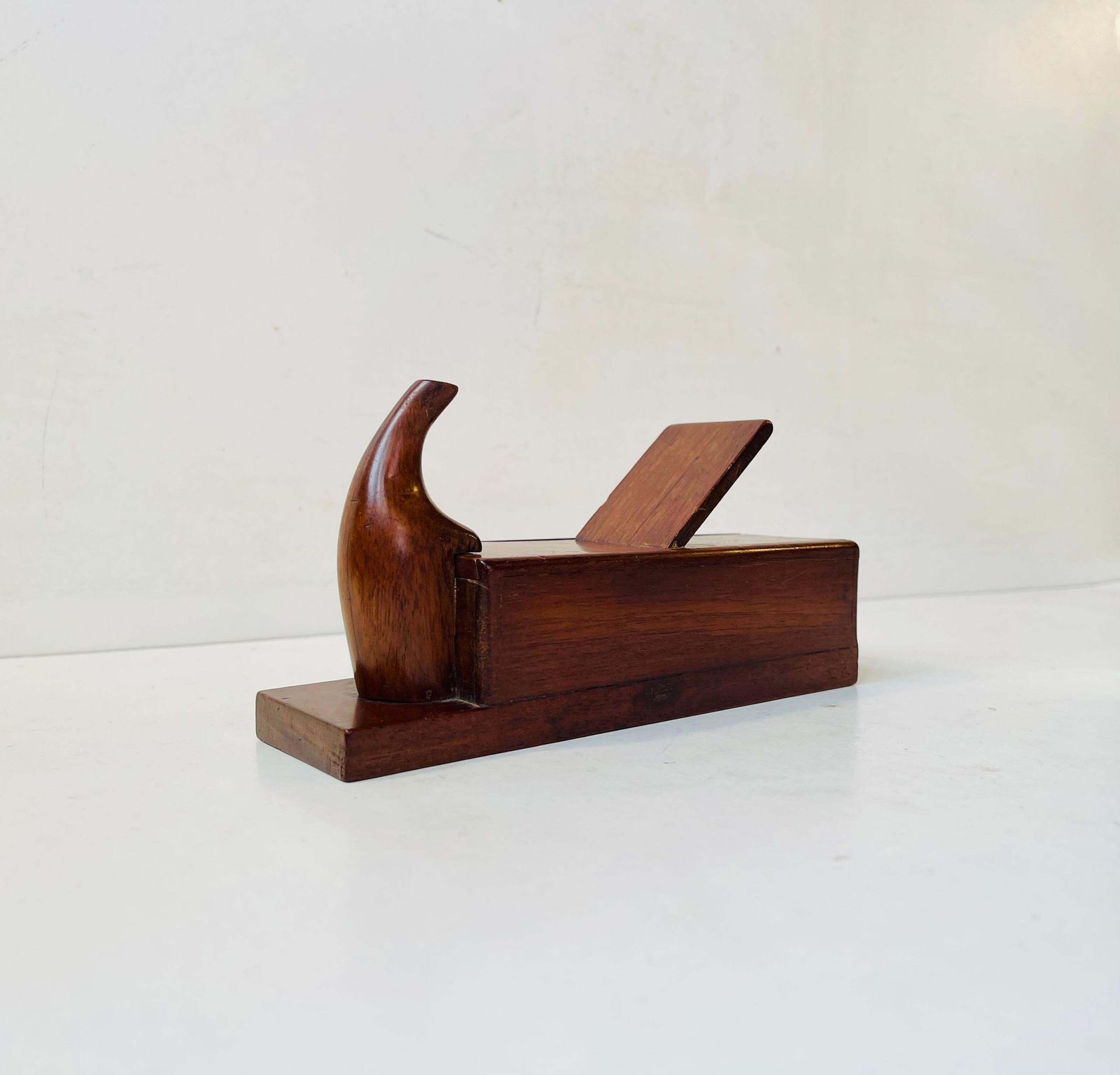 Antique Oak Snuff Box In The Form Of A Woodworking Plane photo for sale