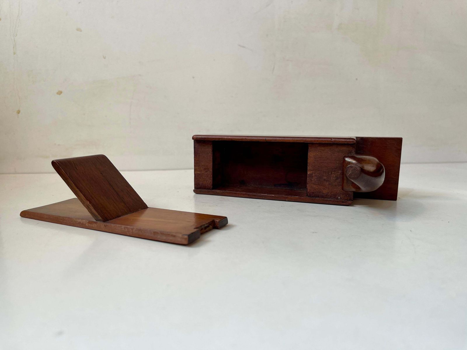 Antique Oak Snuff Box In The Form Of A Woodworking Plane photo Home Decor