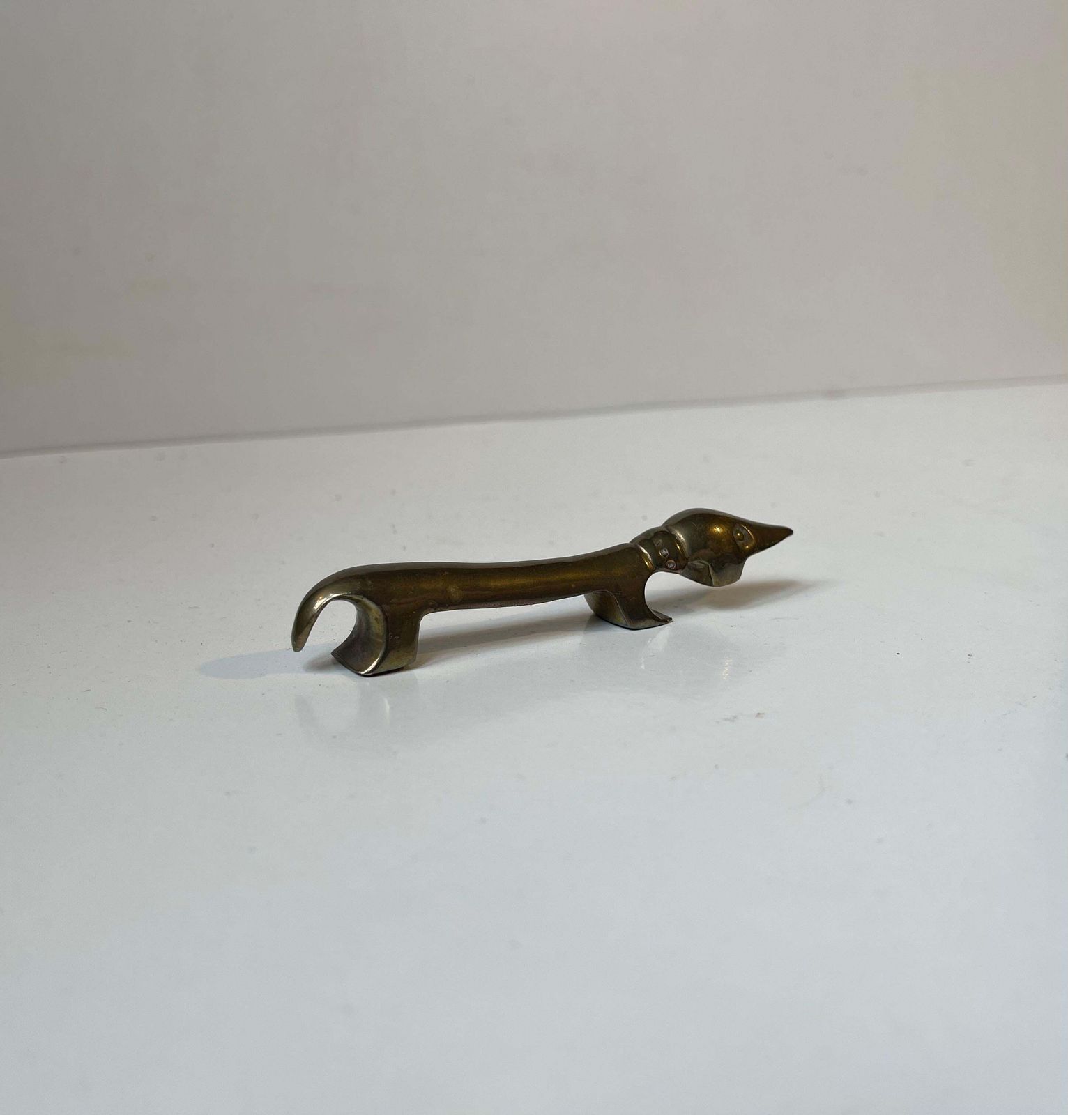 "Noodle" Dachshund Brass Dog Bottle Opener By Bosse Vienna Austria, 1950s photo Home Decor