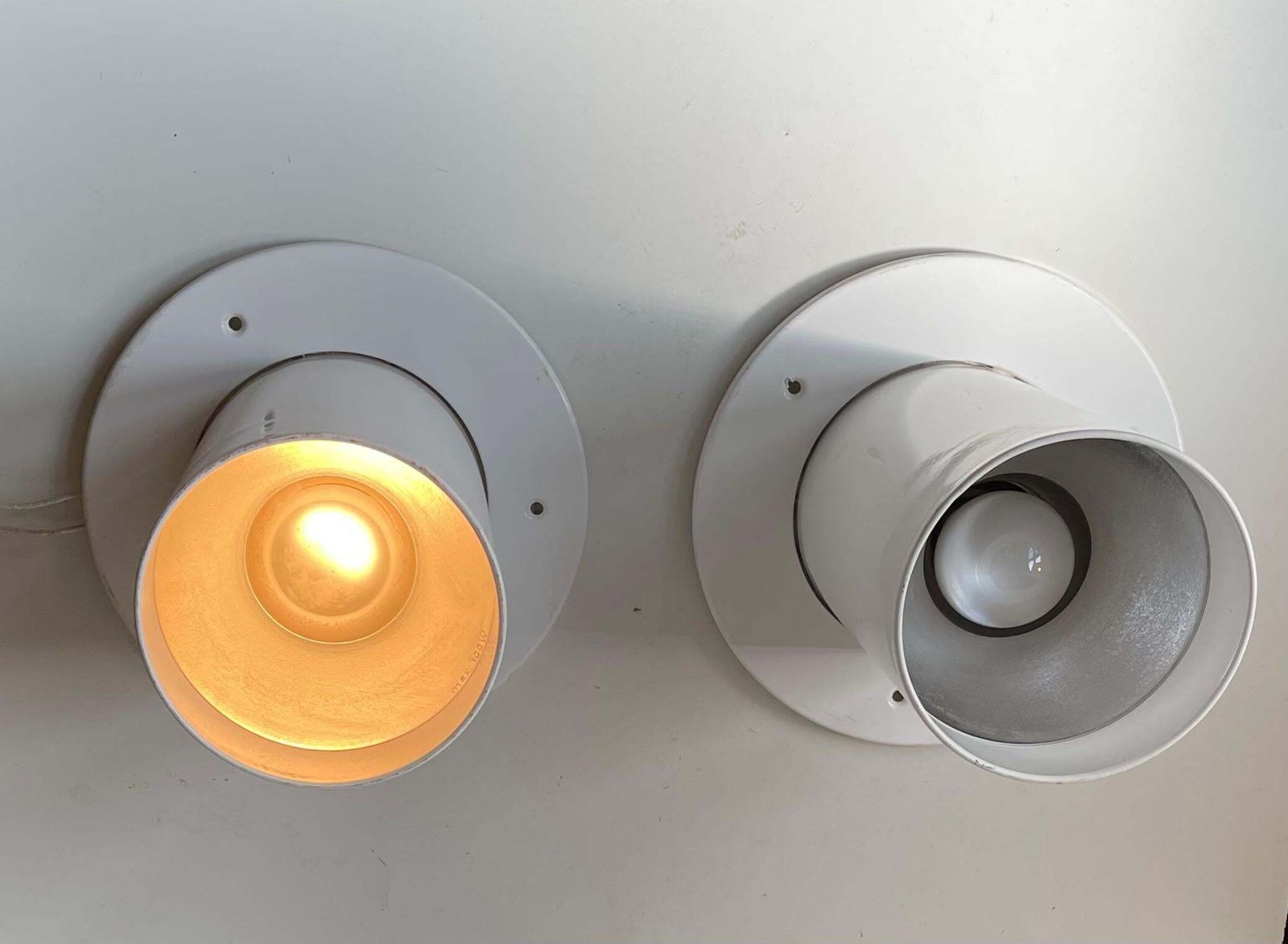 White Danish Minimalist Pipe Flush Mounts By Friis & Moltke For Lampas, 1970s photo vinterior