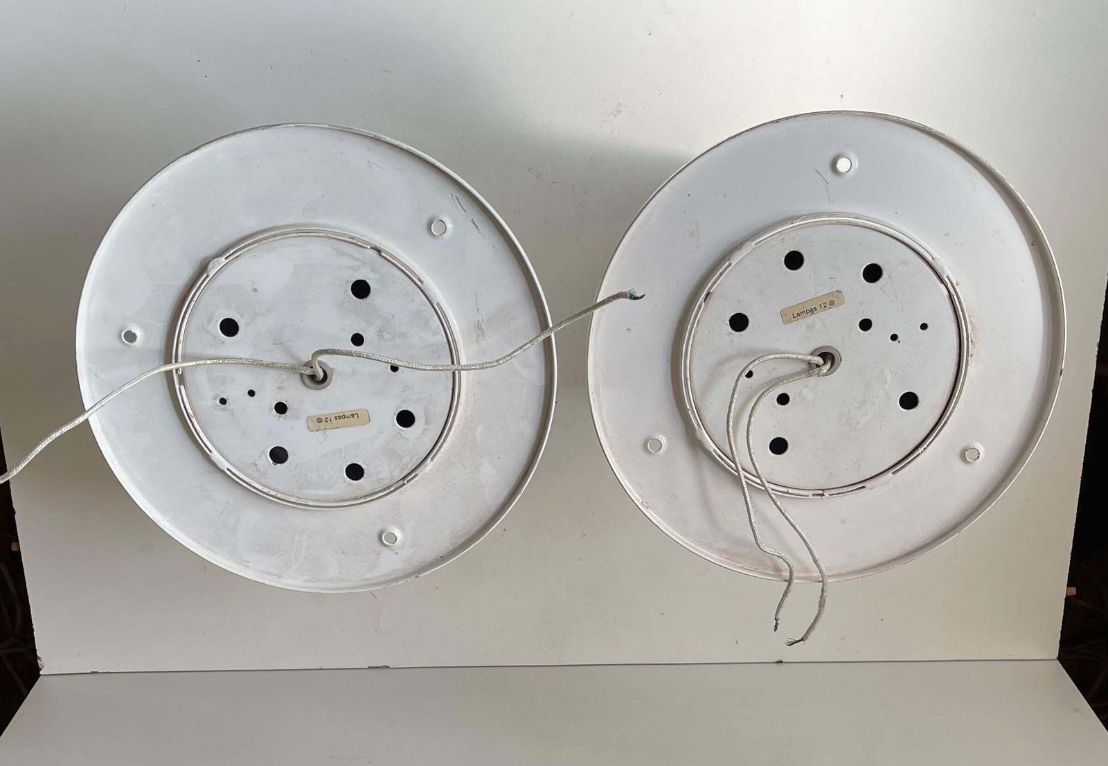 photo for sale White Danish Minimalist Pipe Flush Mounts By Friis & Moltke For Lampas, 1970s
