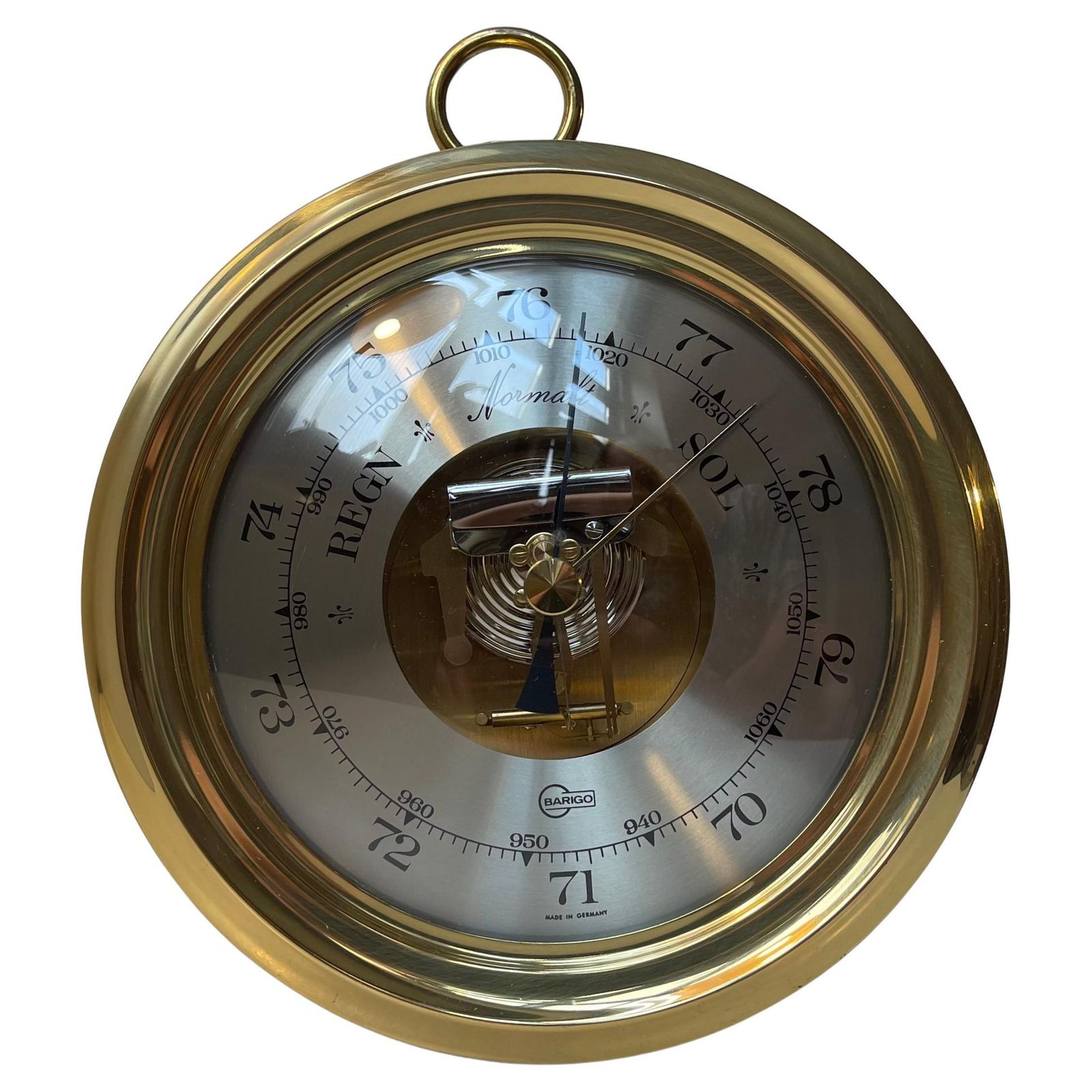 Vintage Brass Barometer By Barigo Germany, 1980s