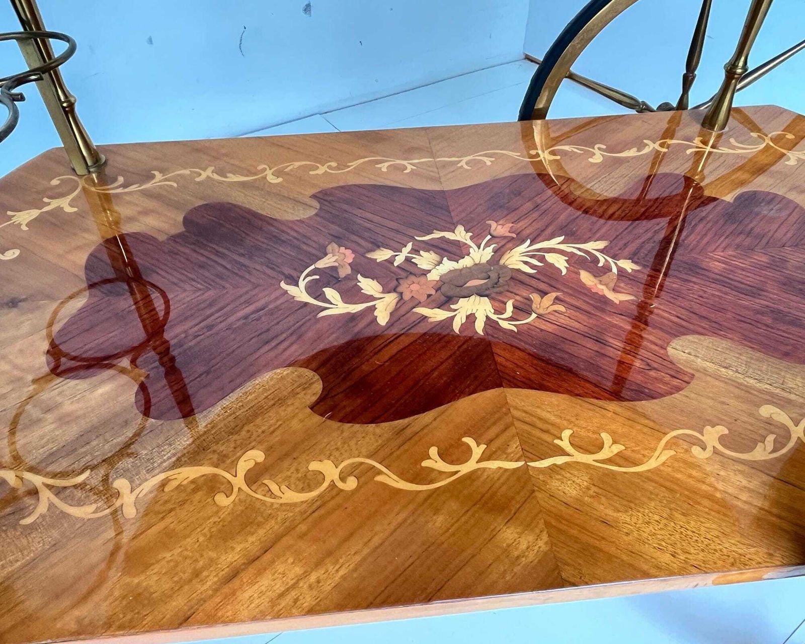 Wooden Bar Cart | Drop Leave Marquetry | Sorrento 1950 1980 photo vinterior