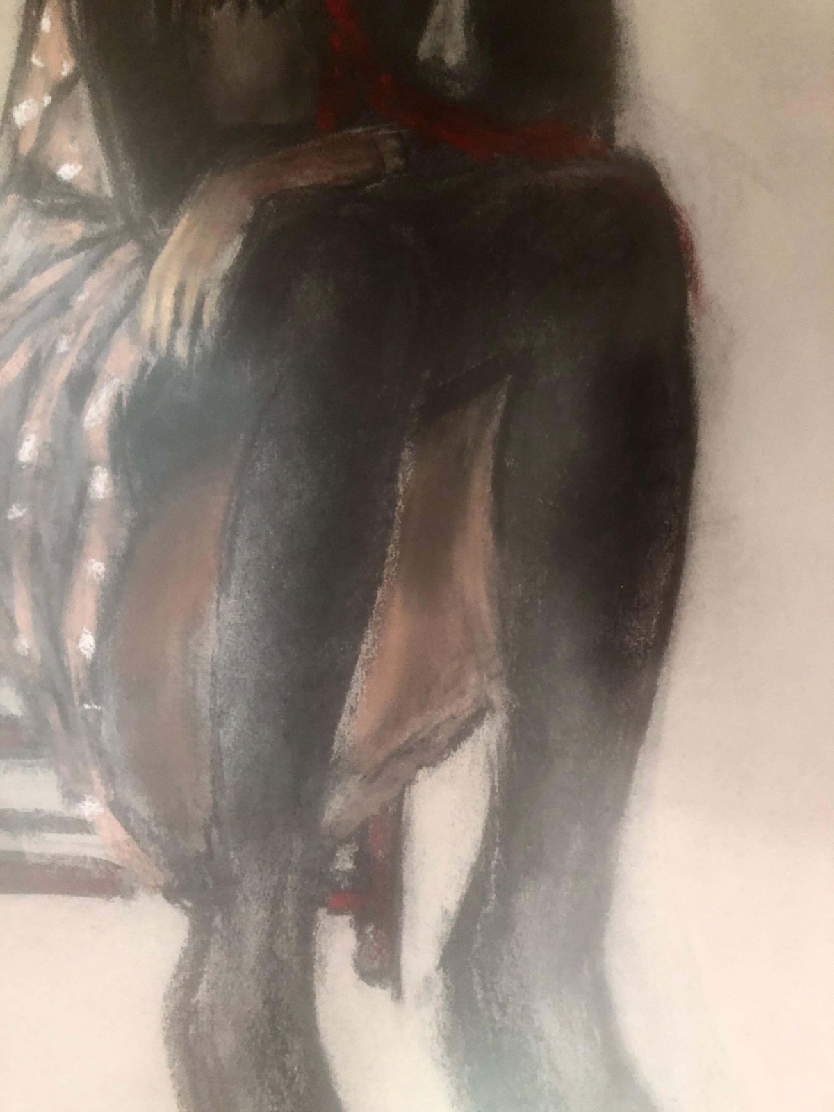Rafael Duran Benet Sit Woman Pastel Drawing 1979 photo Art