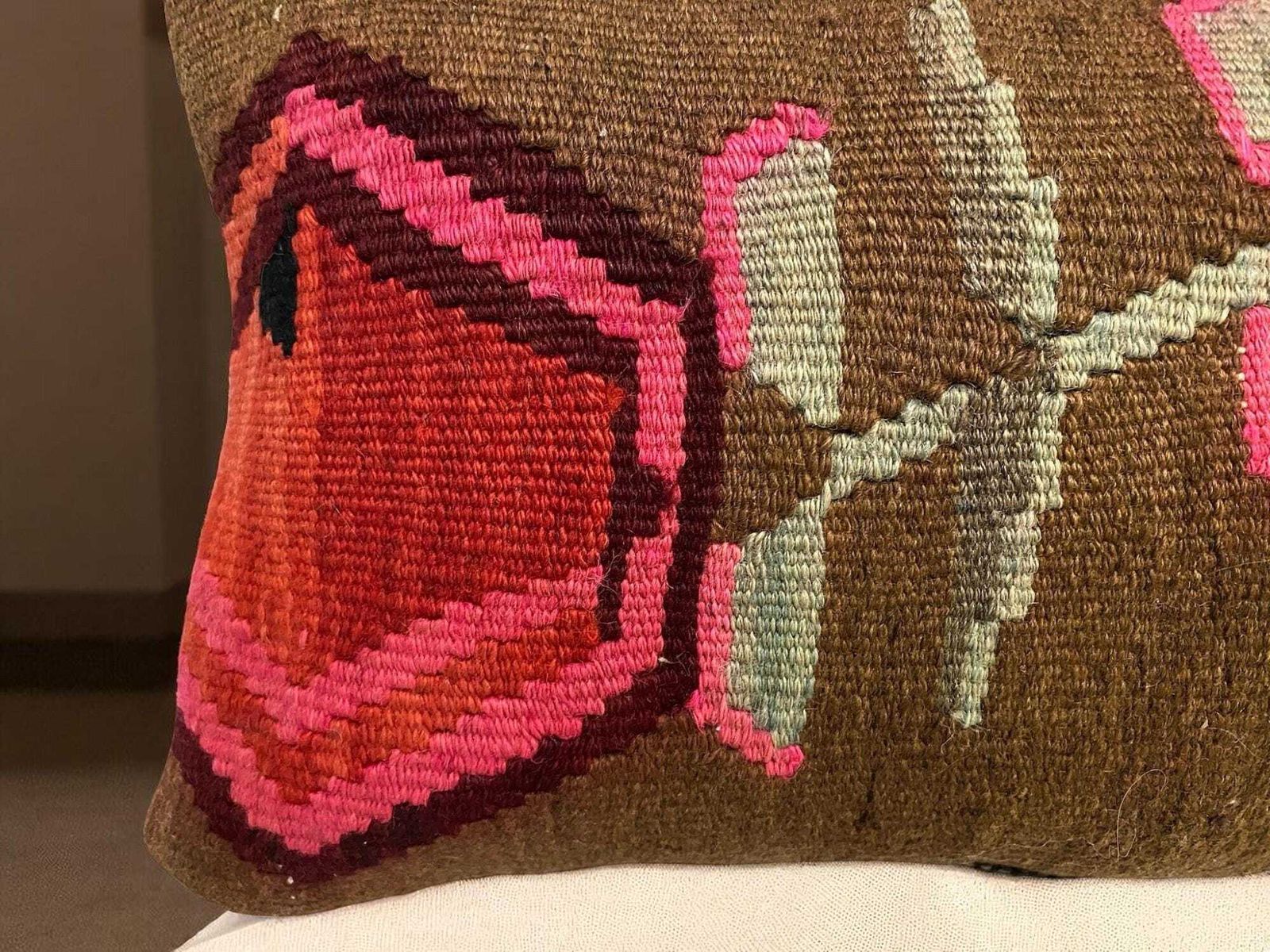 Hand Made Kilim Faced Cushion 12 X 20 Inches, Anatolian Kilim Pillow, Handmade Cushion Cover, Turkish Decor, Home Decor Accent photo Textiles
