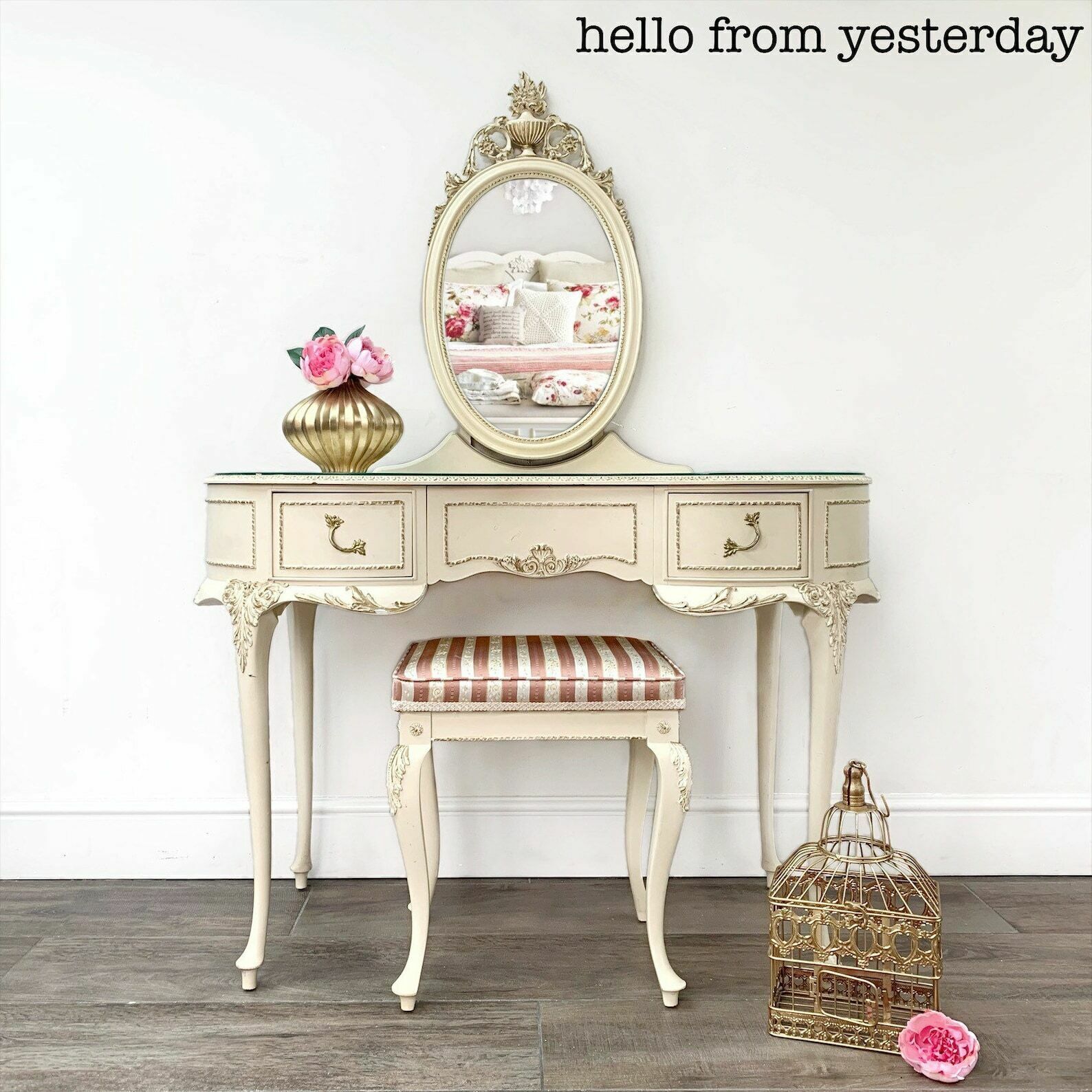 French Dressing Table With Stool. Painted To Order In Custom Colour