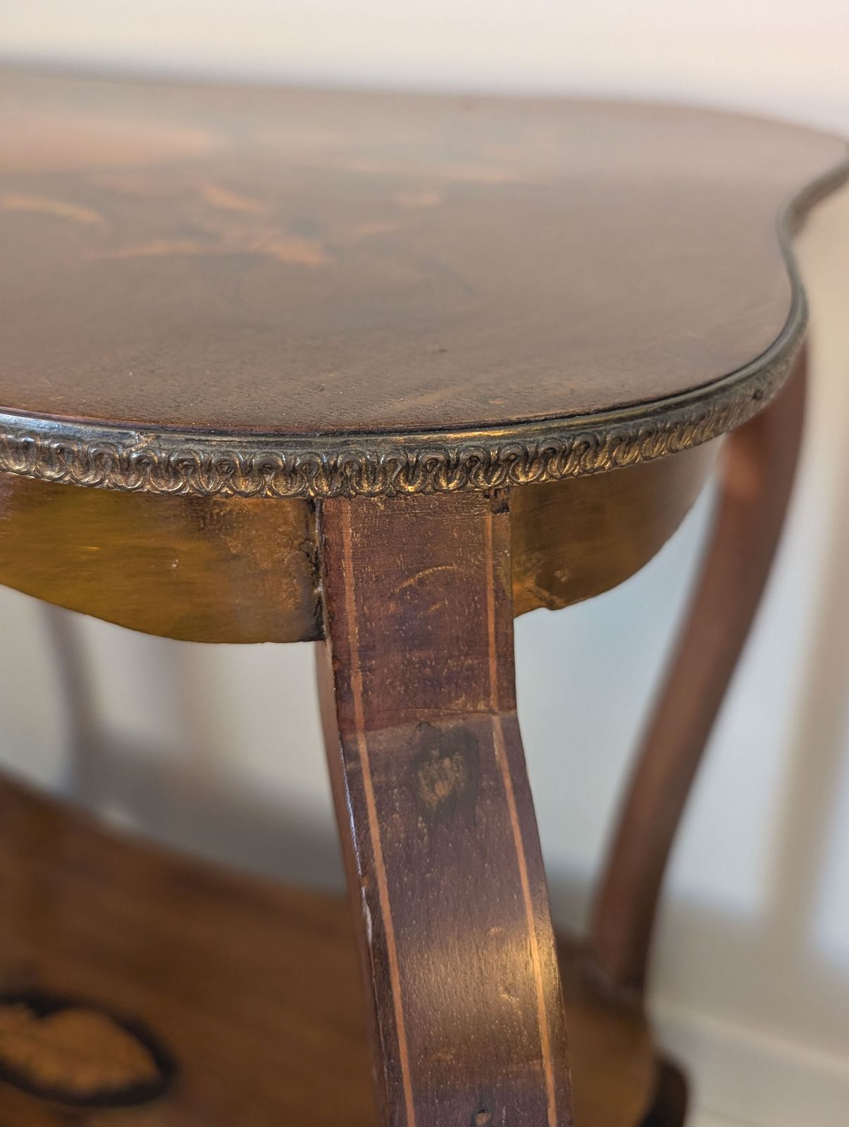 French Style Kidney Occasional Table With Angelic Inlay Marquetry Top   Limited Time Offer! photo vintage
