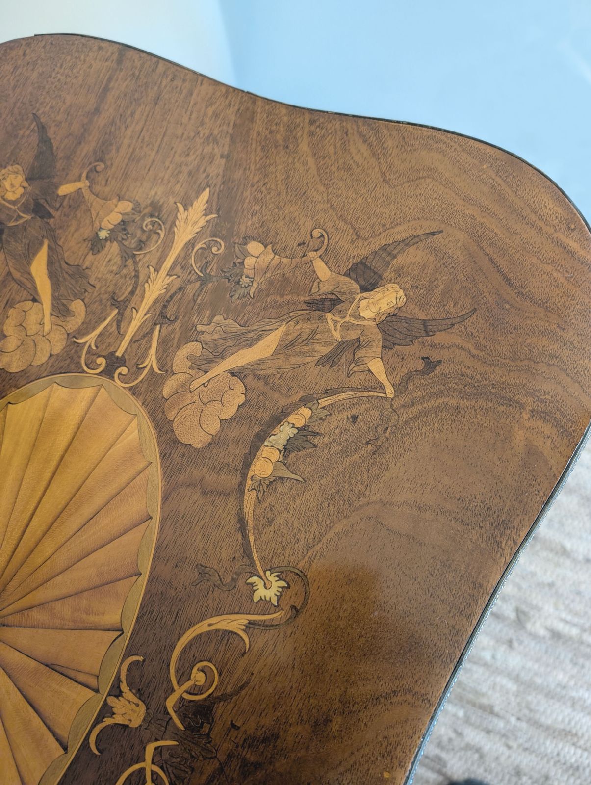 French Style Kidney Occasional Table With Angelic Inlay Marquetry Top   Limited Time Offer! photo 100.0