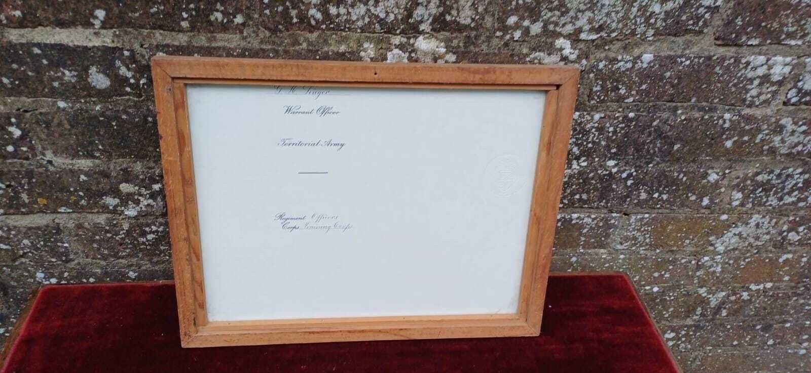 1957 British Army Warrant – George H. Singer Appointment As Territorial Army Officer, Original Military Document, Framed & Embossed photo Art