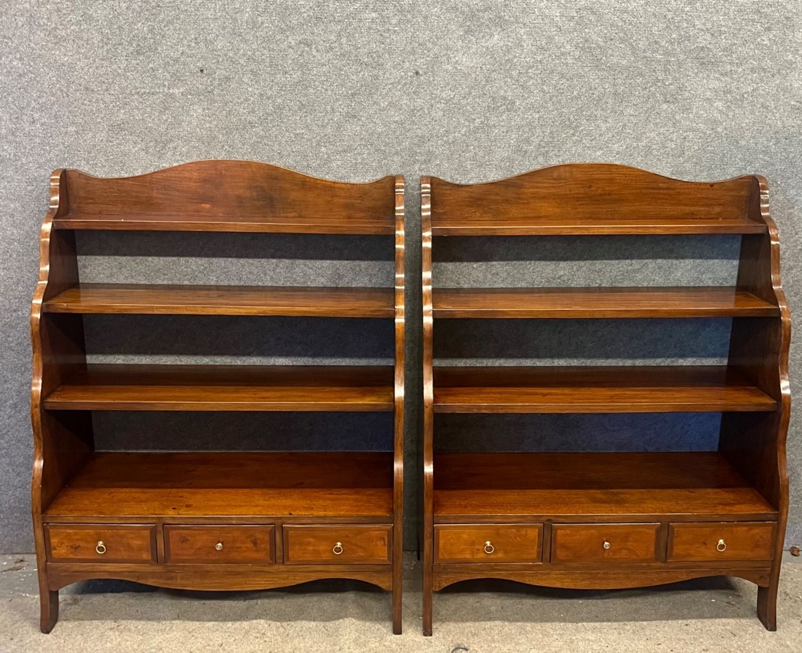 Pair Of Mahogany Waterfall Open Bookcases photo furniture