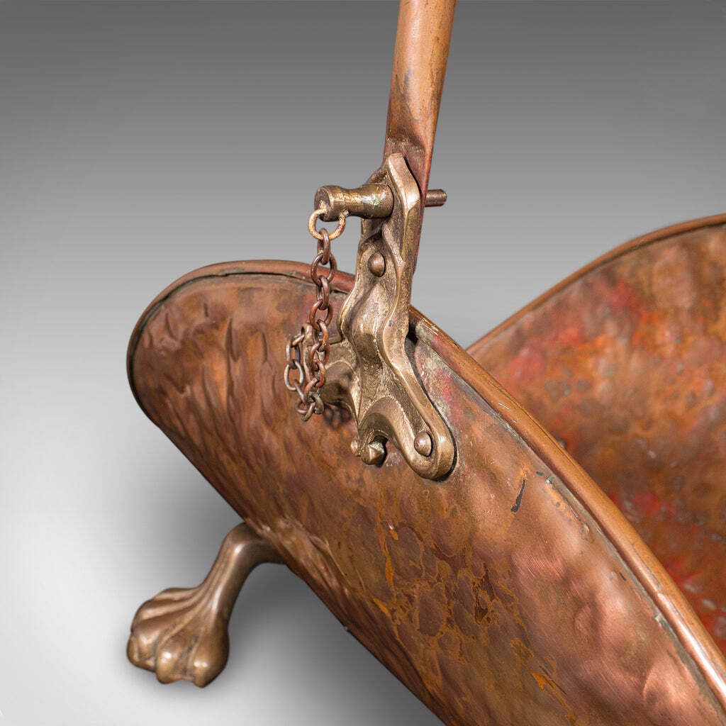Antique Log Layer, English, Copper, Brass, Fireside Fuel Tray, Victorian, C.1870 photo vinterior