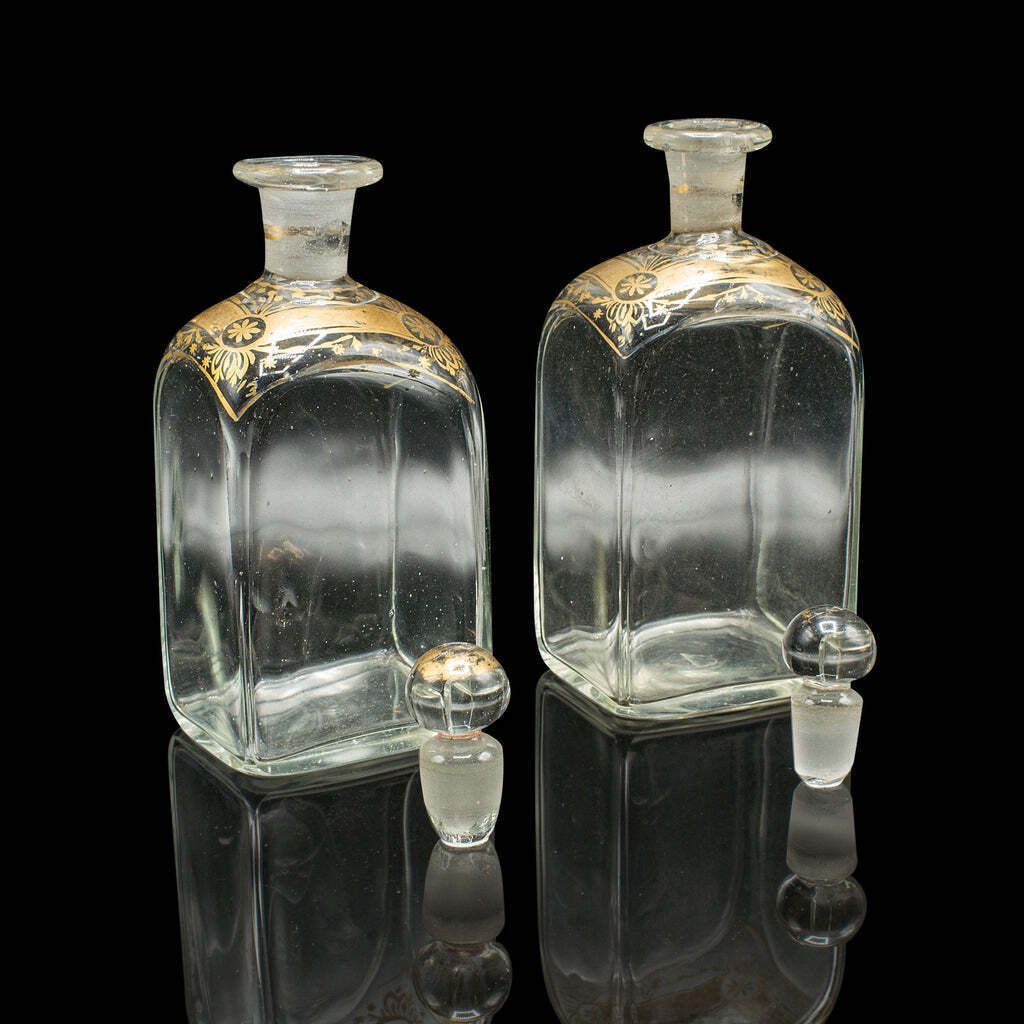 Pair Of Antique Tincture Bottles, English, Glass Apothecary Jars, Georgian, 1800 photo furniture