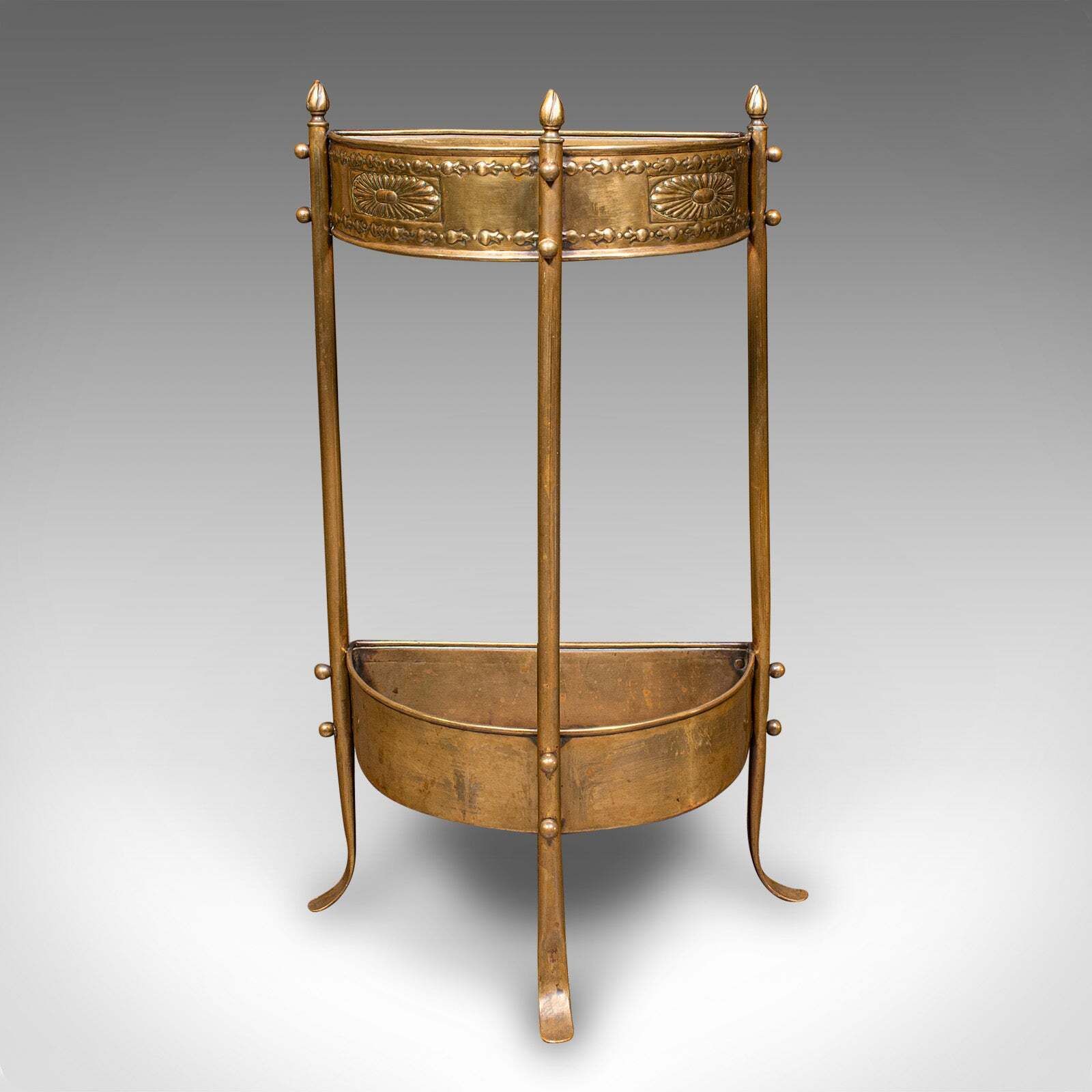 Antique Demi Lune Stick Loop, English Brass, Hall Stand, Art Nouveau, Victorian photo furniture