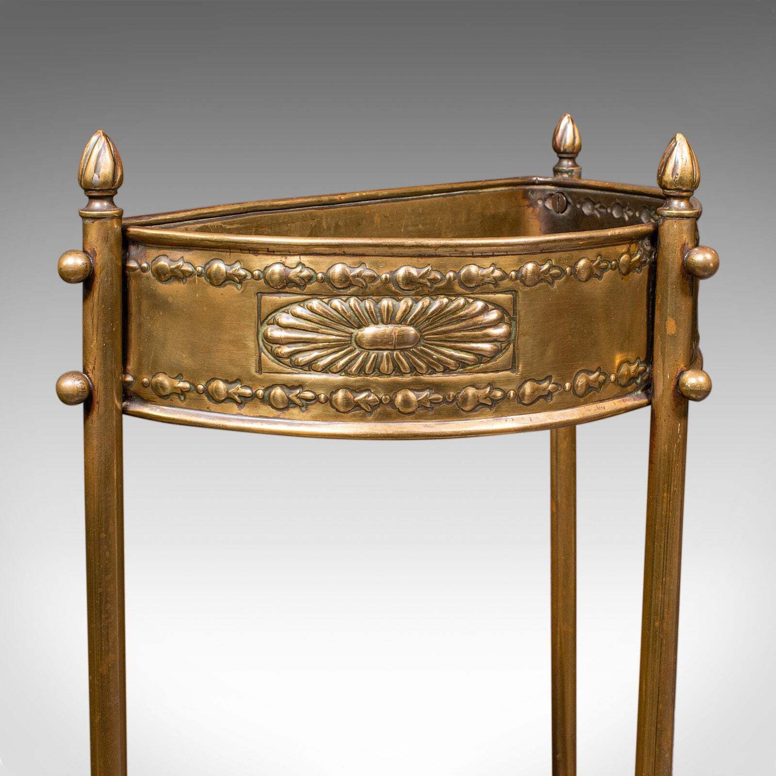 Antique Demi Lune Stick Loop, English Brass, Hall Stand, Art Nouveau, Victorian photo buy