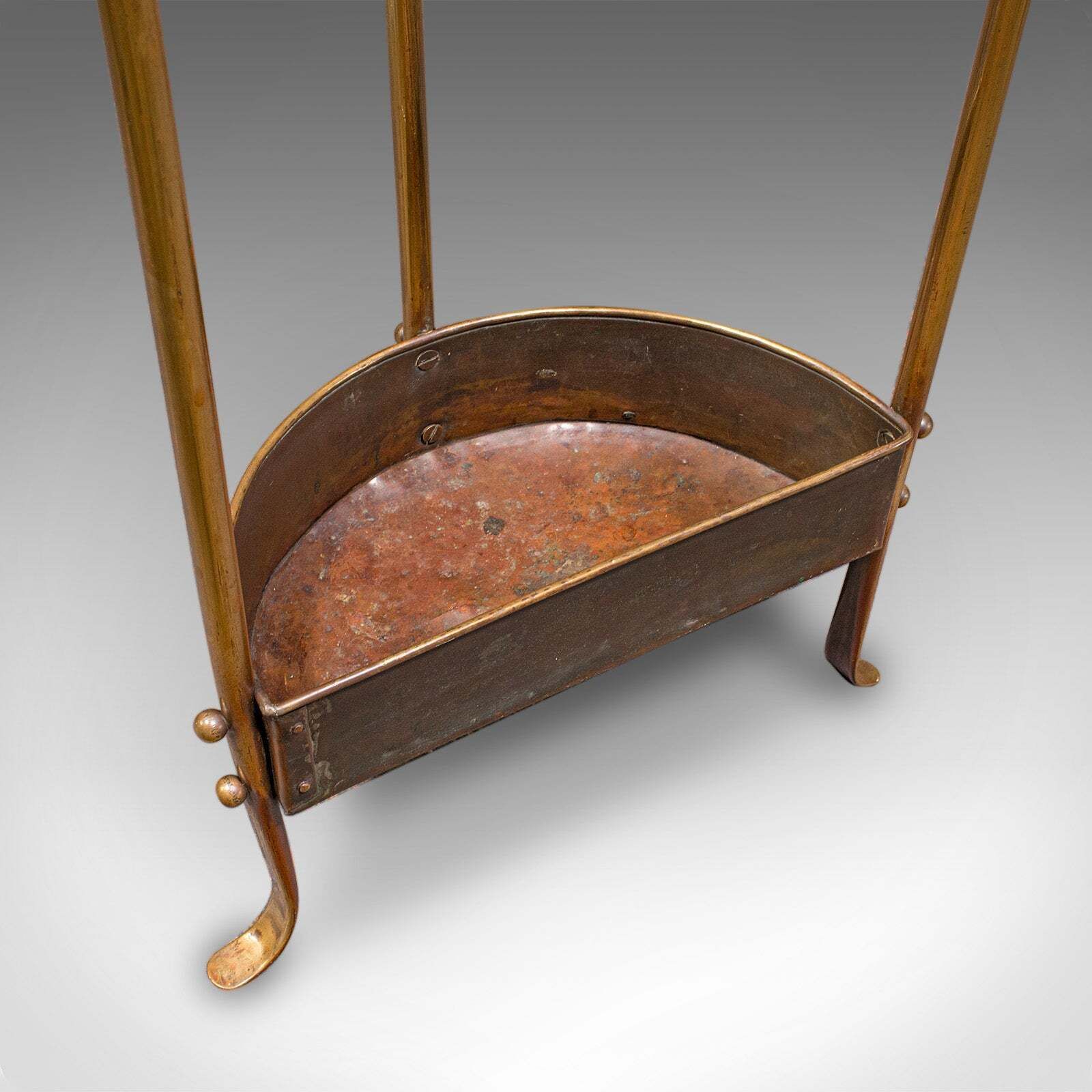 photo furniture Antique Demi Lune Stick Loop, English Brass, Hall Stand, Art Nouveau, Victorian