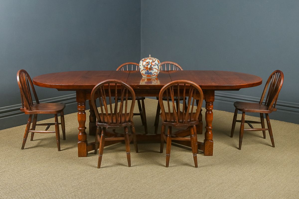 17th Century Style 8ft 3” Oak Farmhouse Kitchen Dining Refectory Serving Table (Circa 1980) photo furniture
