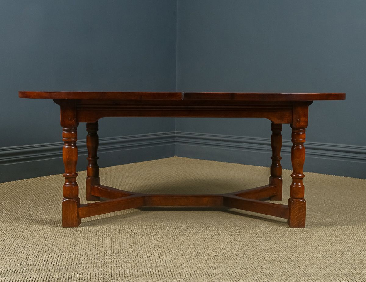 photo furniture 17th Century Style 8ft 3” Oak Farmhouse Kitchen Dining Refectory Serving Table (Circa 1980)