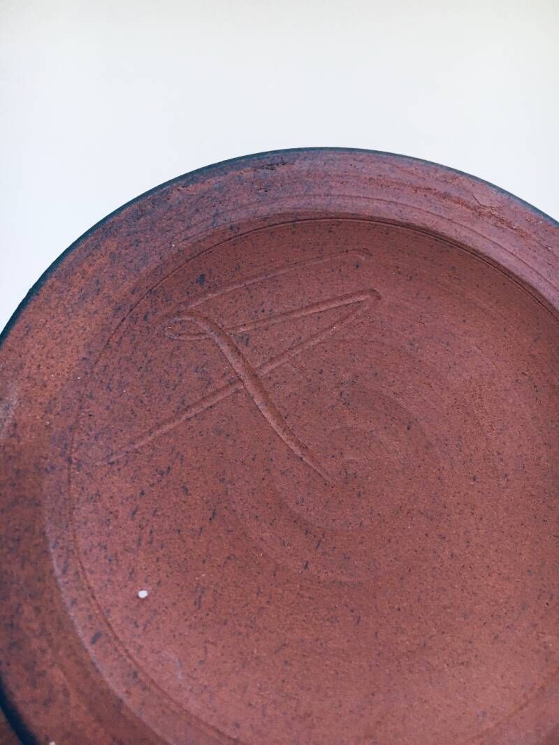 Art Ceramics Memphis Stijl Theekopjesset, Gesigneerd La, België, Ca. Jaren 1970 photo vintage
