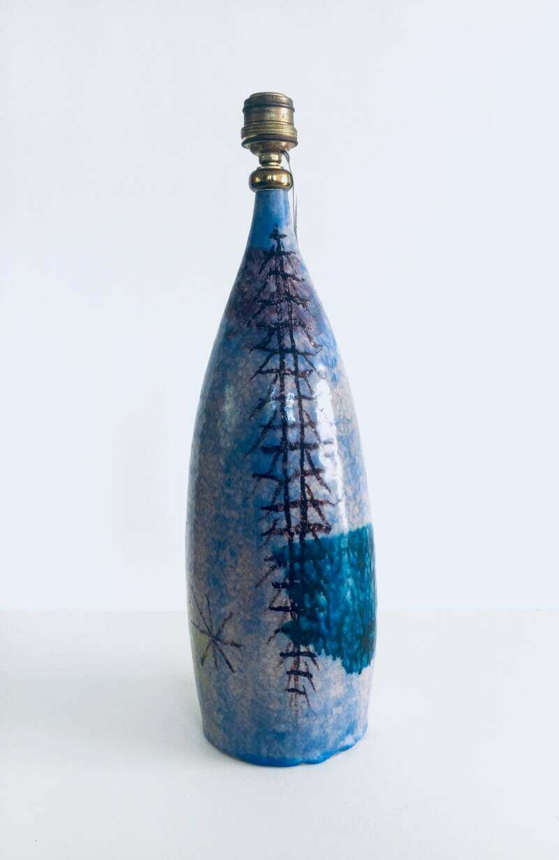 Midcentury Design Art Studio Ceramic Table Lamp By Cacf Faenza, Italy 1950's photo for sale