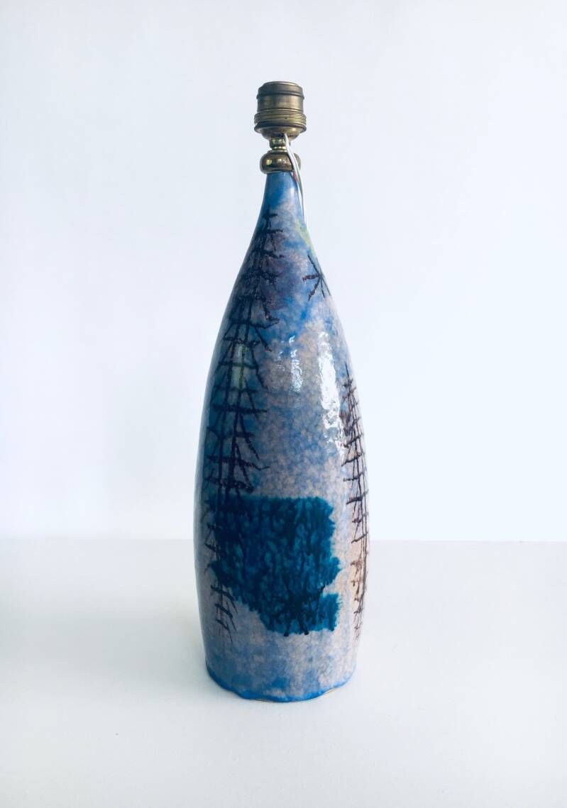 Midcentury Design Art Studio Ceramic Table Lamp By Cacf Faenza, Italy 1950's photo 750.0