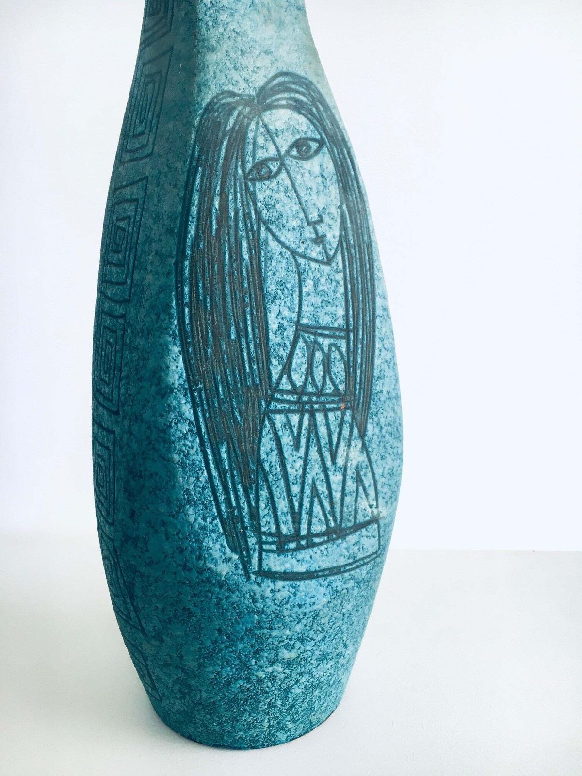 Zeldzame Keramische Sgraffito Tafellamp Van Alvino Bagni Voor Raymor, Italië, Ca. Jaren 1960 photo buy