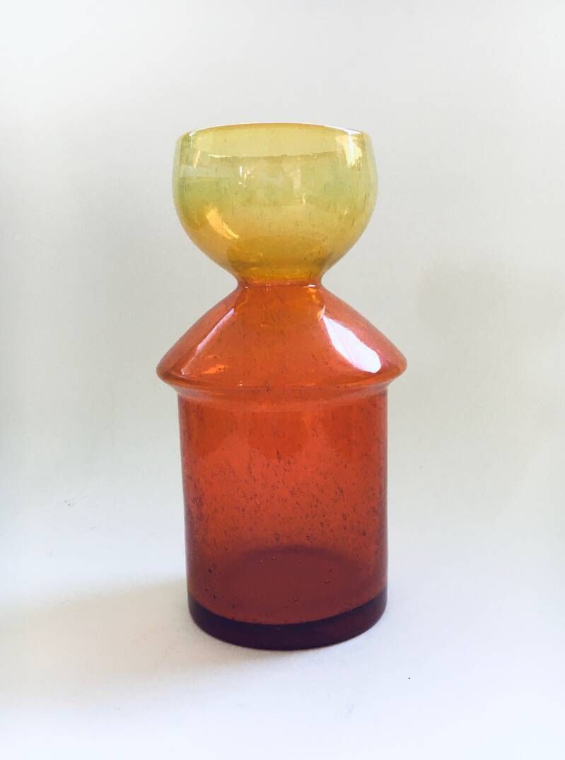 Kunstglazen Vaas In Oranje En Geel, Frankrijk, Ca. Jaren 1960 photo Woonaccessoires