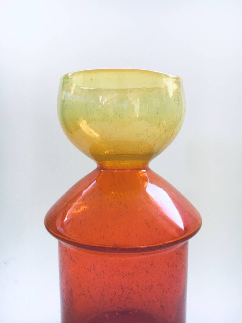 Kunstglazen Vaas In Oranje En Geel, Frankrijk, Ca. Jaren 1960 photo 345.0